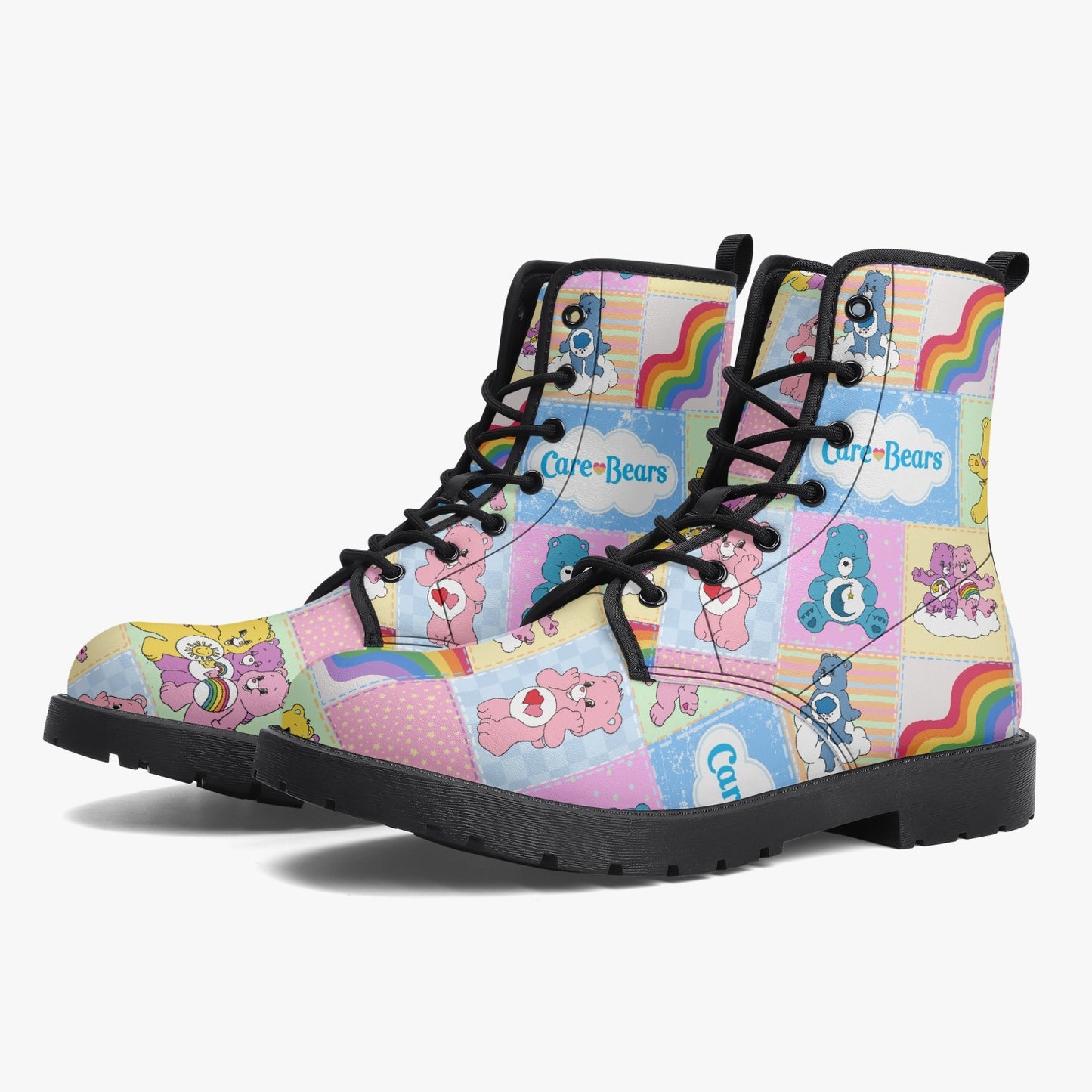 Care Bear Patchwork Leather Combat Boots