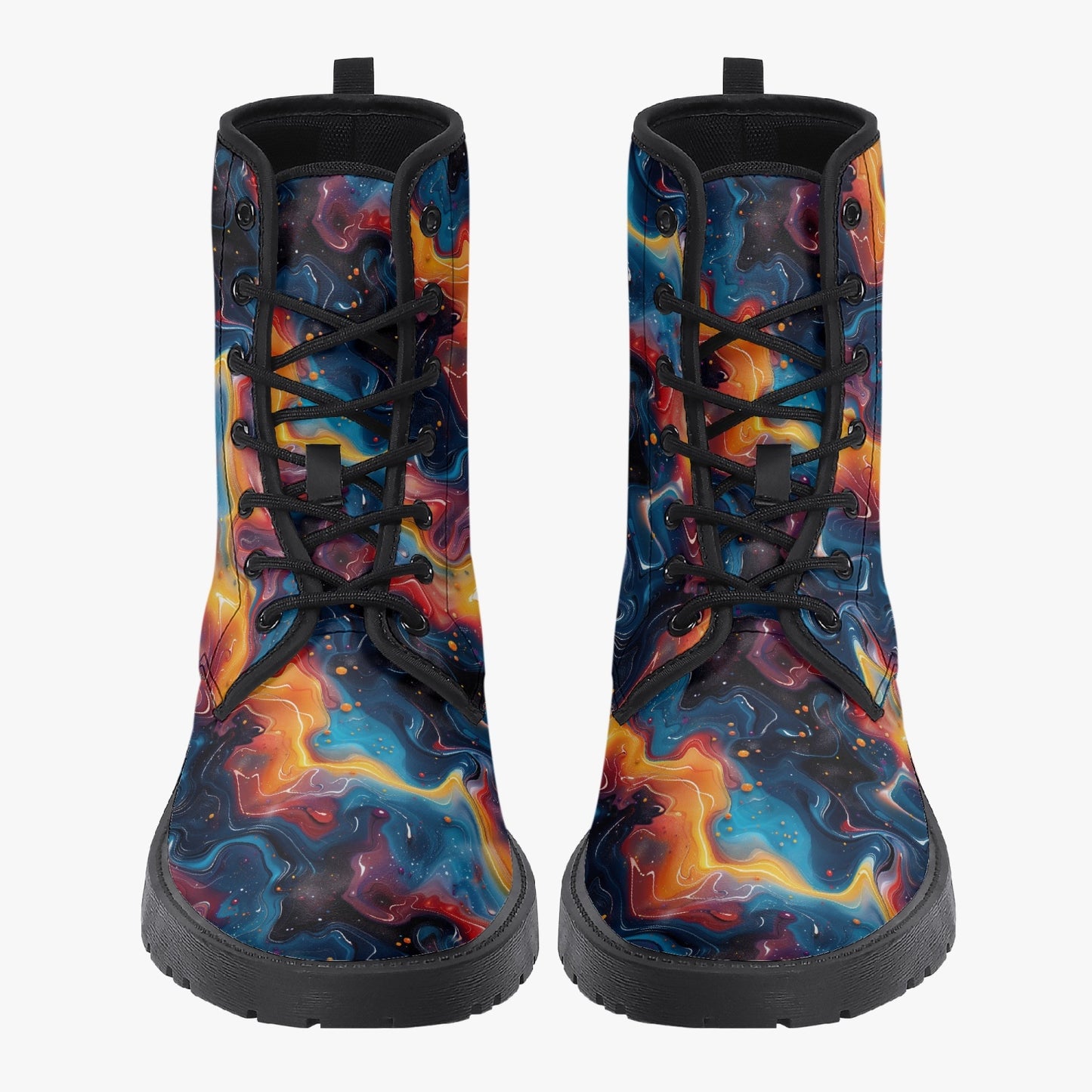 Celestial Color Burst Leather Combat Boots