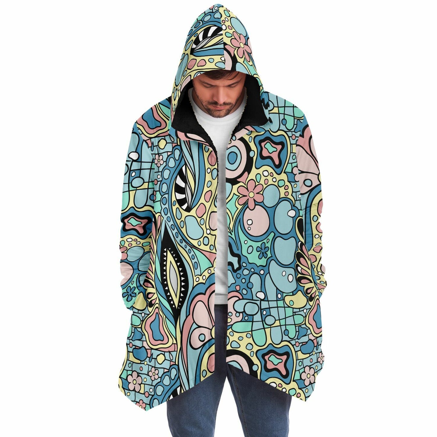 Magical Abstract Fleece Lined Hooded Cloak