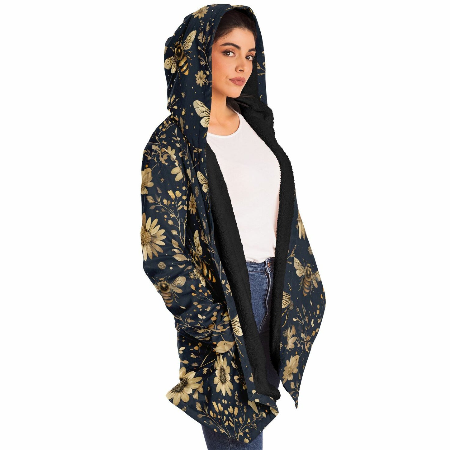 Floral Bumblebee Fleece Lined Cloak
