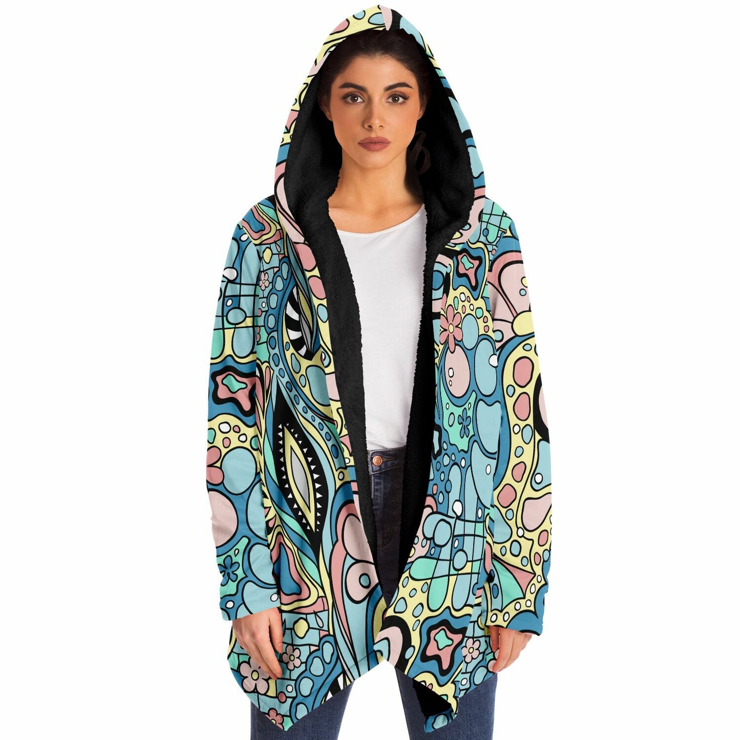 Magical Abstract Fleece Lined Hooded Cloak