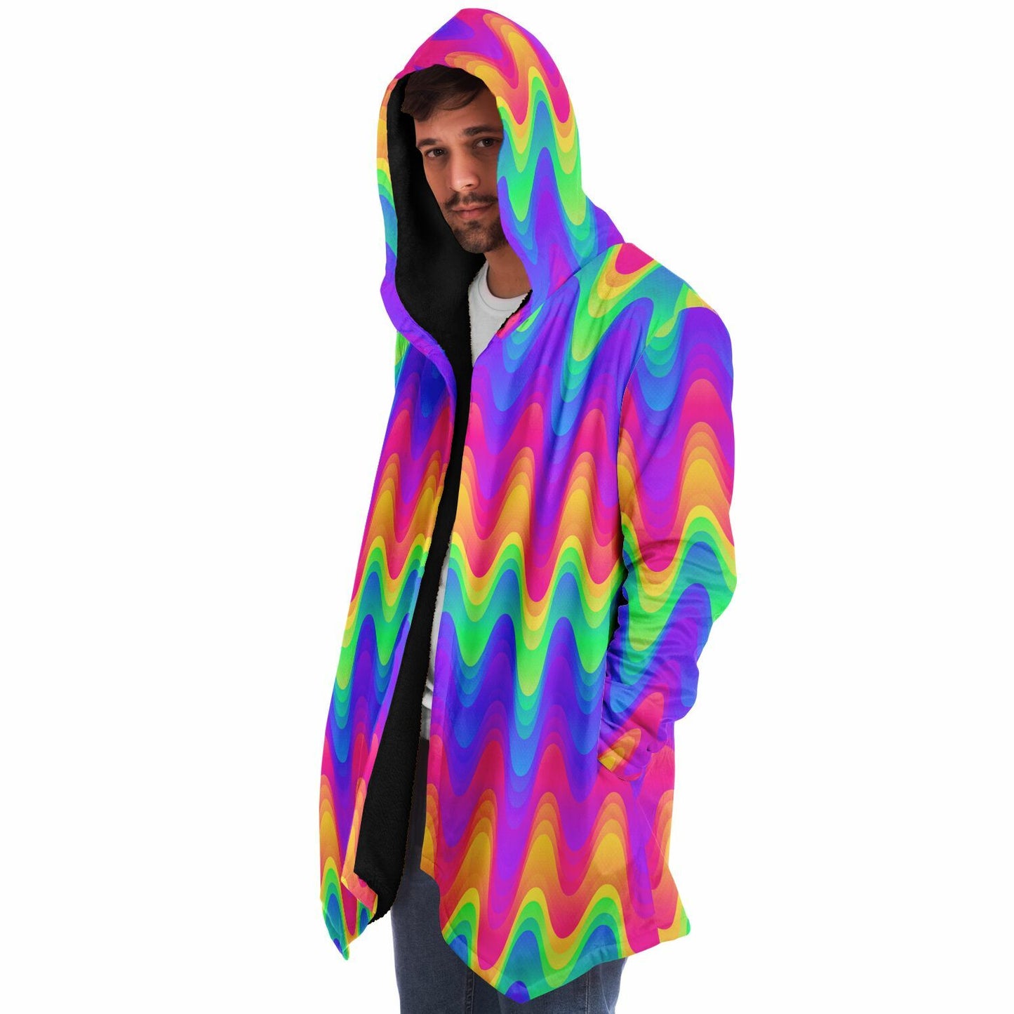Psychedelic Blobs Fleece Lined Hooded Cloak