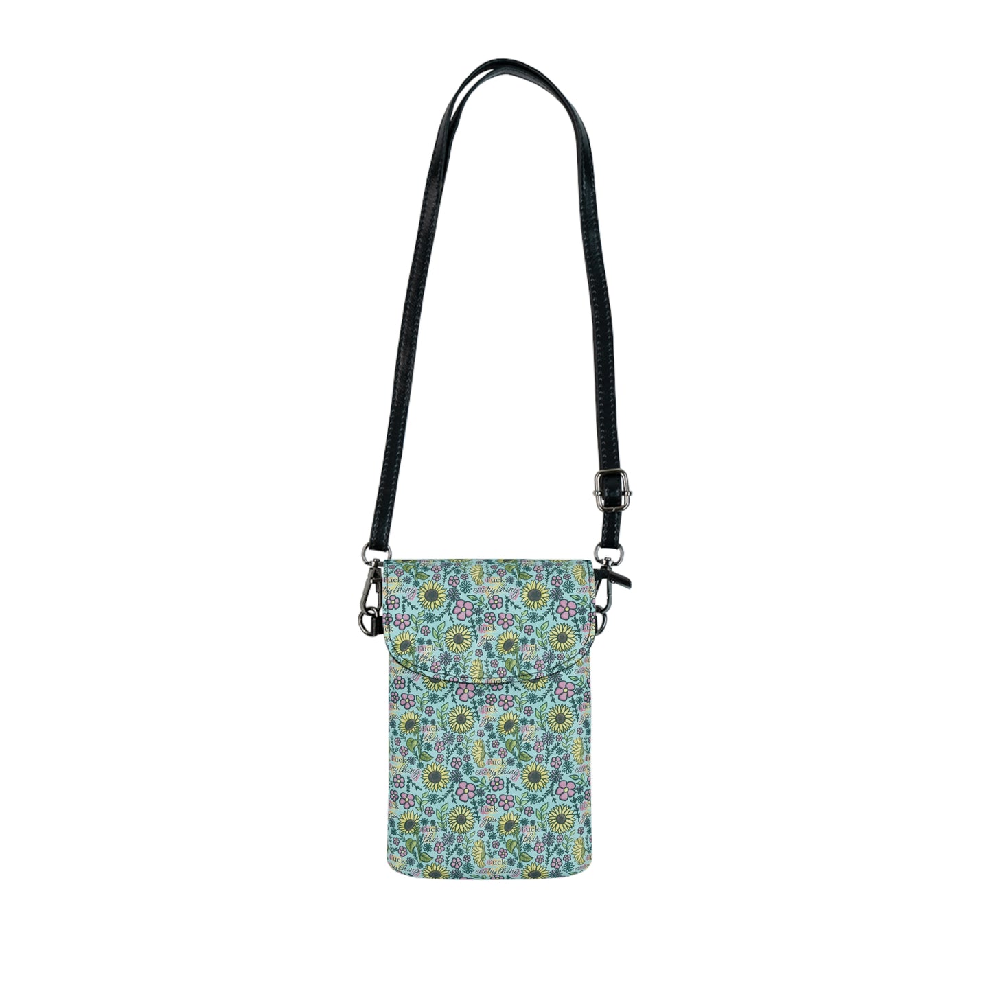 Fck Everything Floral Cell Phone Wallet Bag