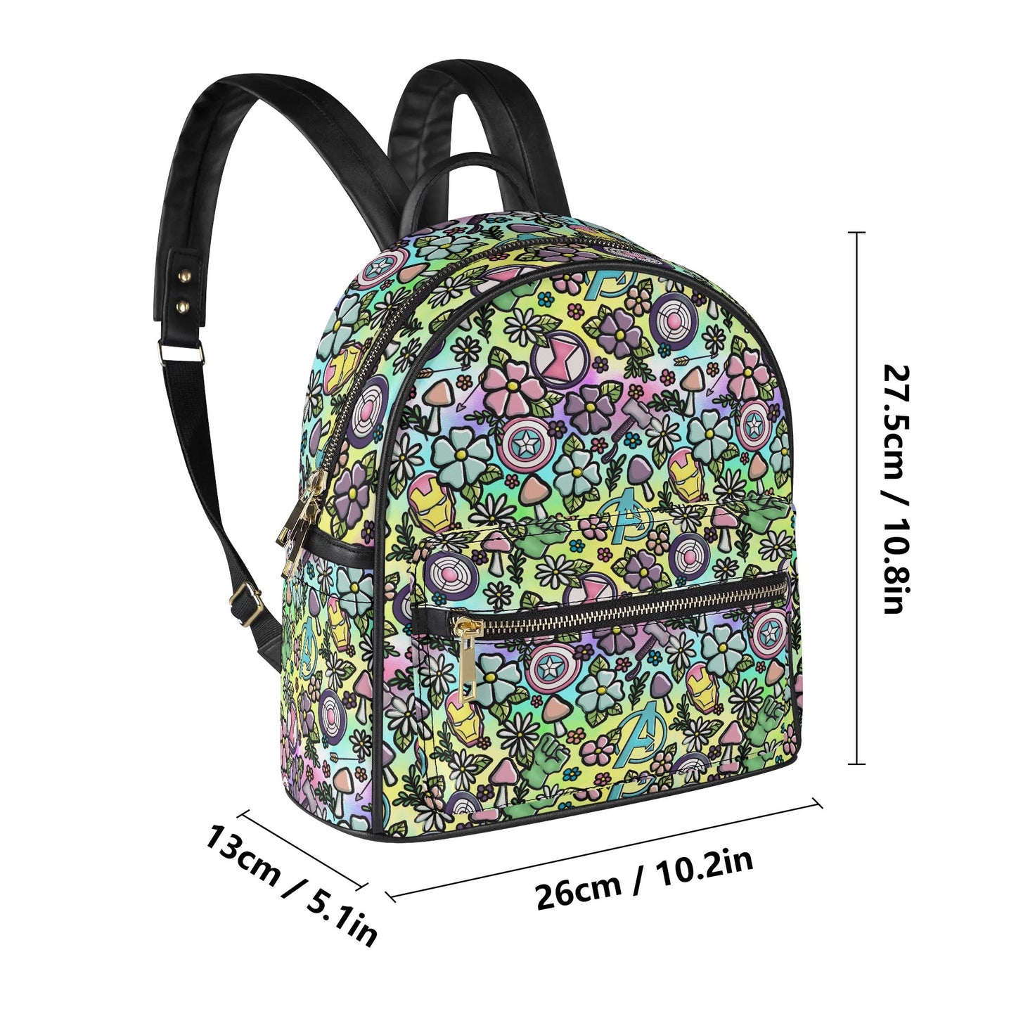 Pastel Avengers Superhero Cottagecore Mini Leather Backpack