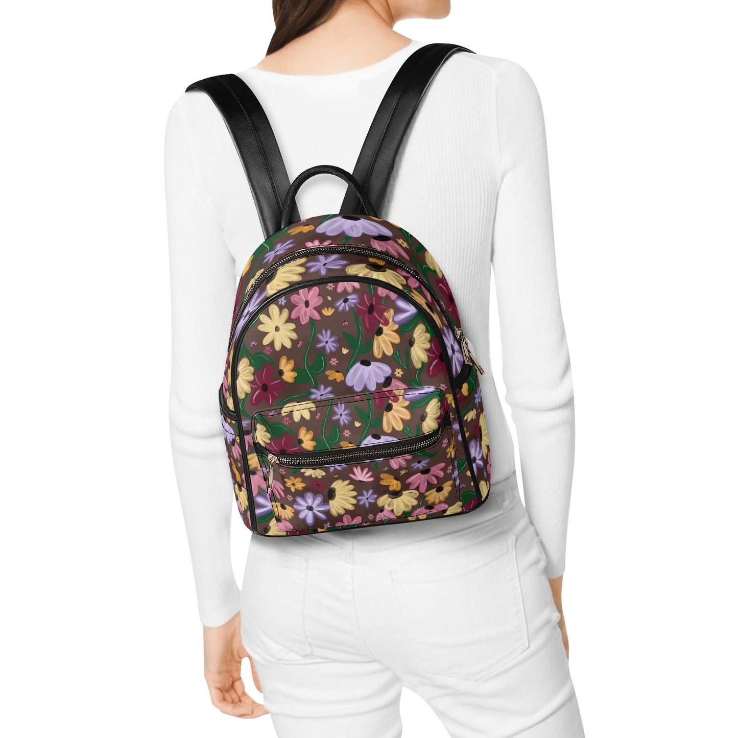 Acoustic Piano Floral Swiftie Mini Leather Backpack