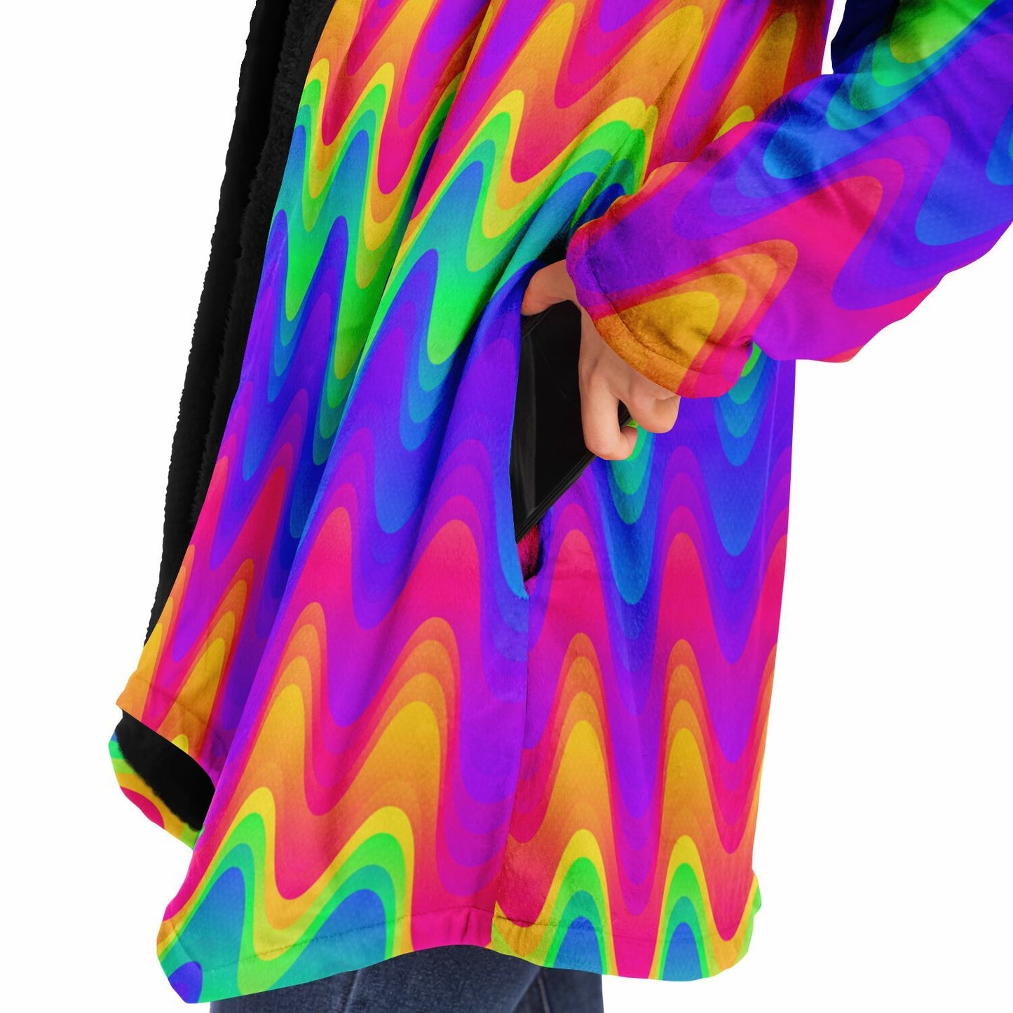 Psychedelic Blobs Fleece Lined Hooded Cloak