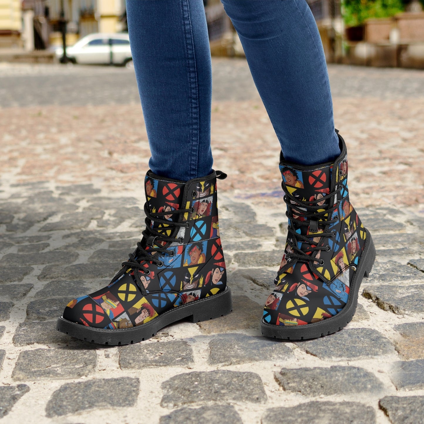 XMen Cartoon Leather Combat Boots