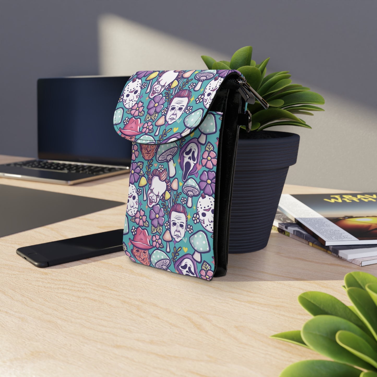 Pastel Horror Characters Cottagecore Cell Phone Wallet Bag