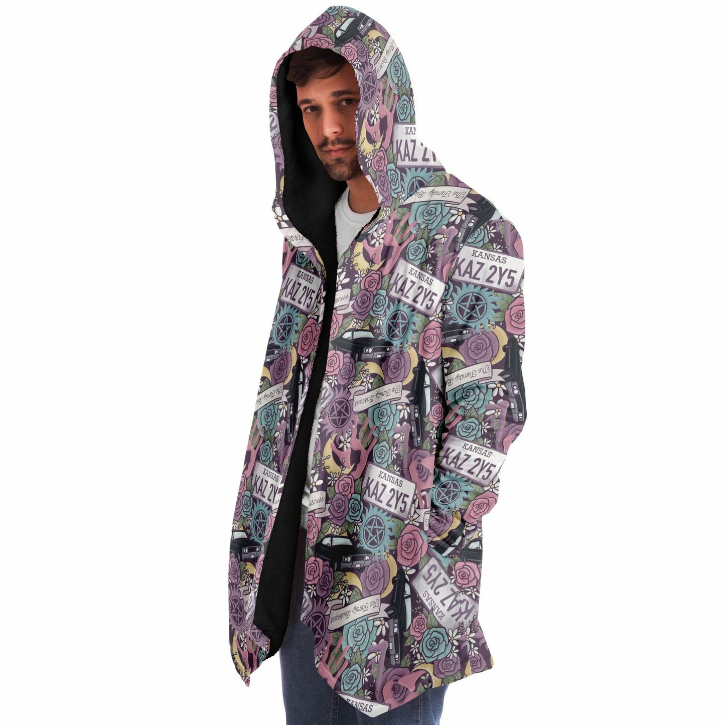 Winchester Brothers Supernatural Floral Fleece Lined Hooded Cloak