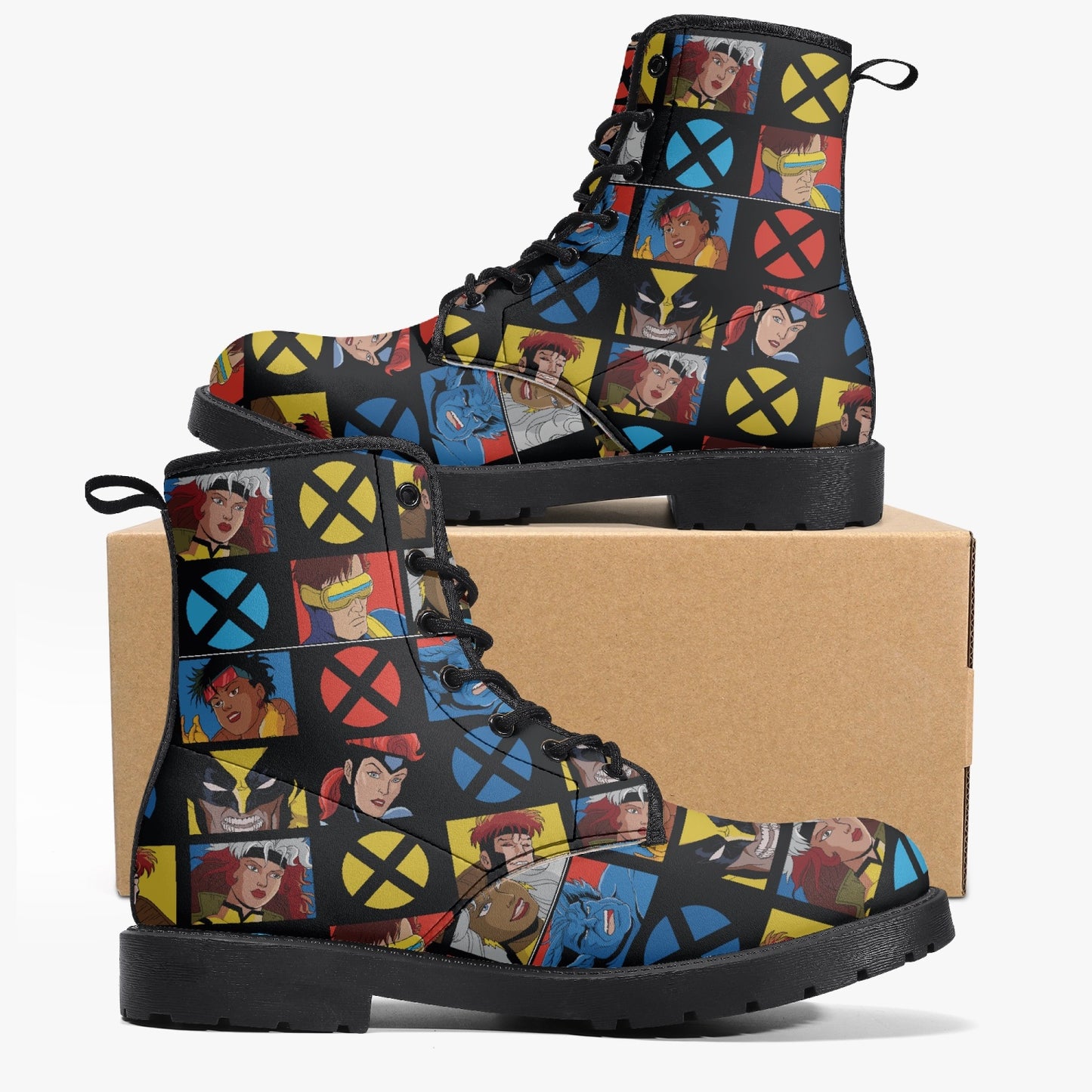 XMen Cartoon Leather Combat Boots