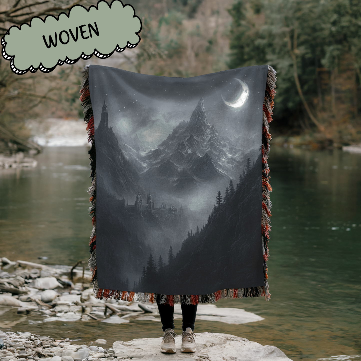 Fantasy Dark Night Fae Court Woven & Sherpa Fleece Blankets