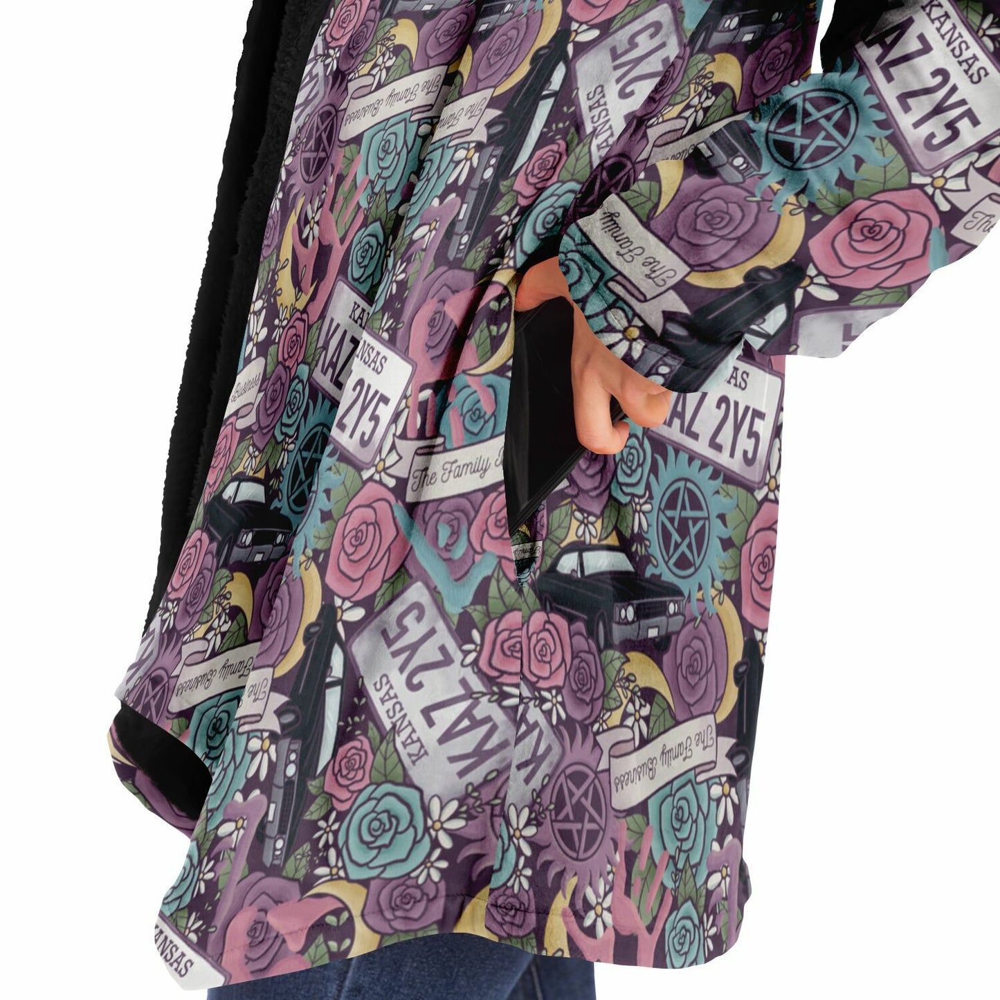 Winchester Brothers Supernatural Floral Fleece Lined Hooded Cloak
