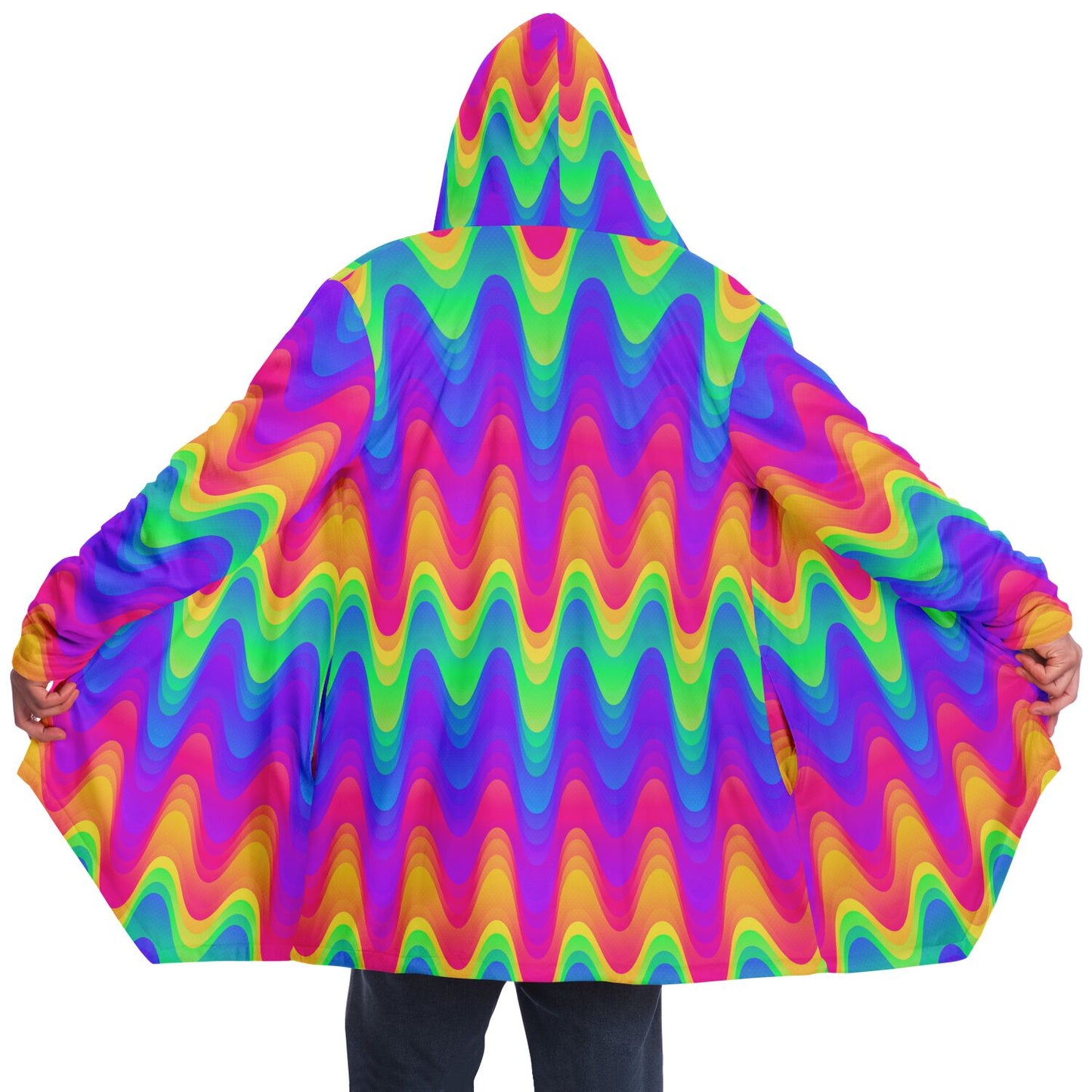 Psychedelic Blobs Fleece Lined Hooded Cloak