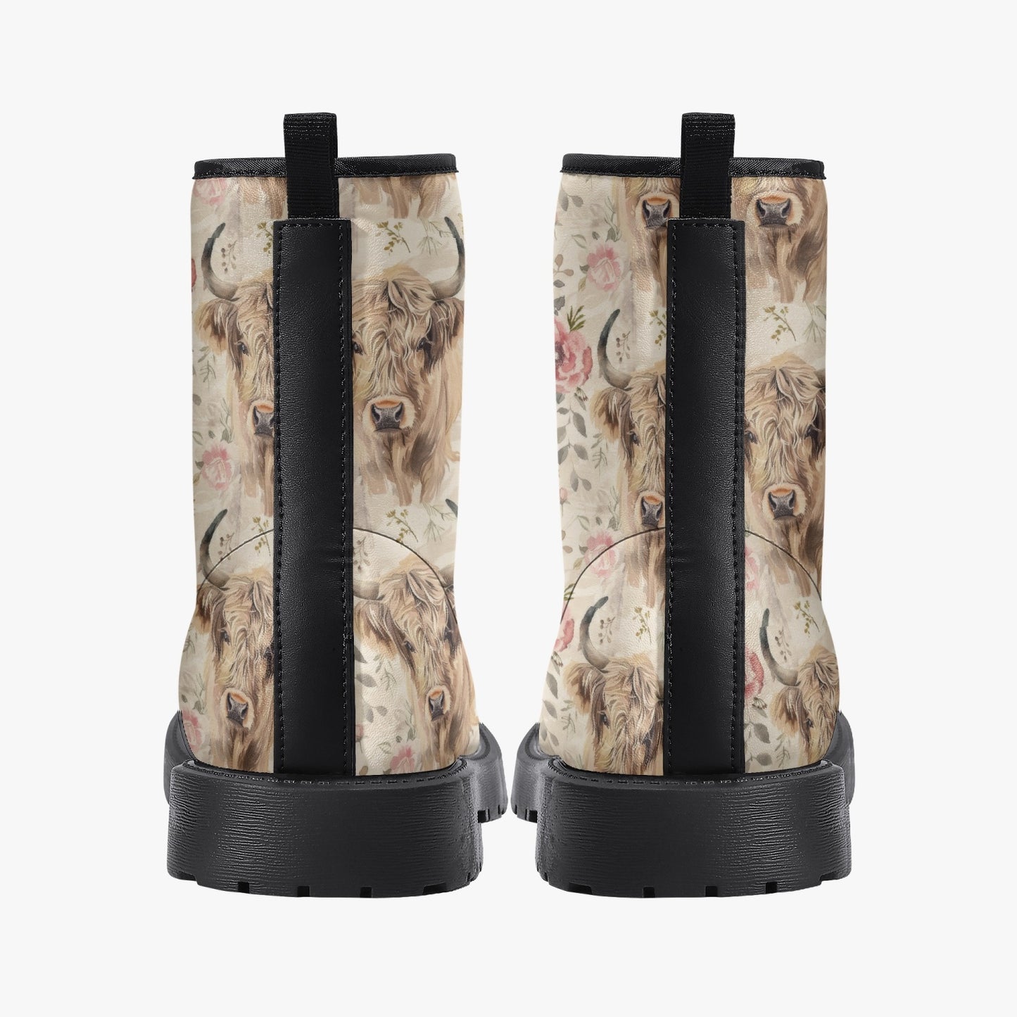 Highland Cow Leather Combat Boots