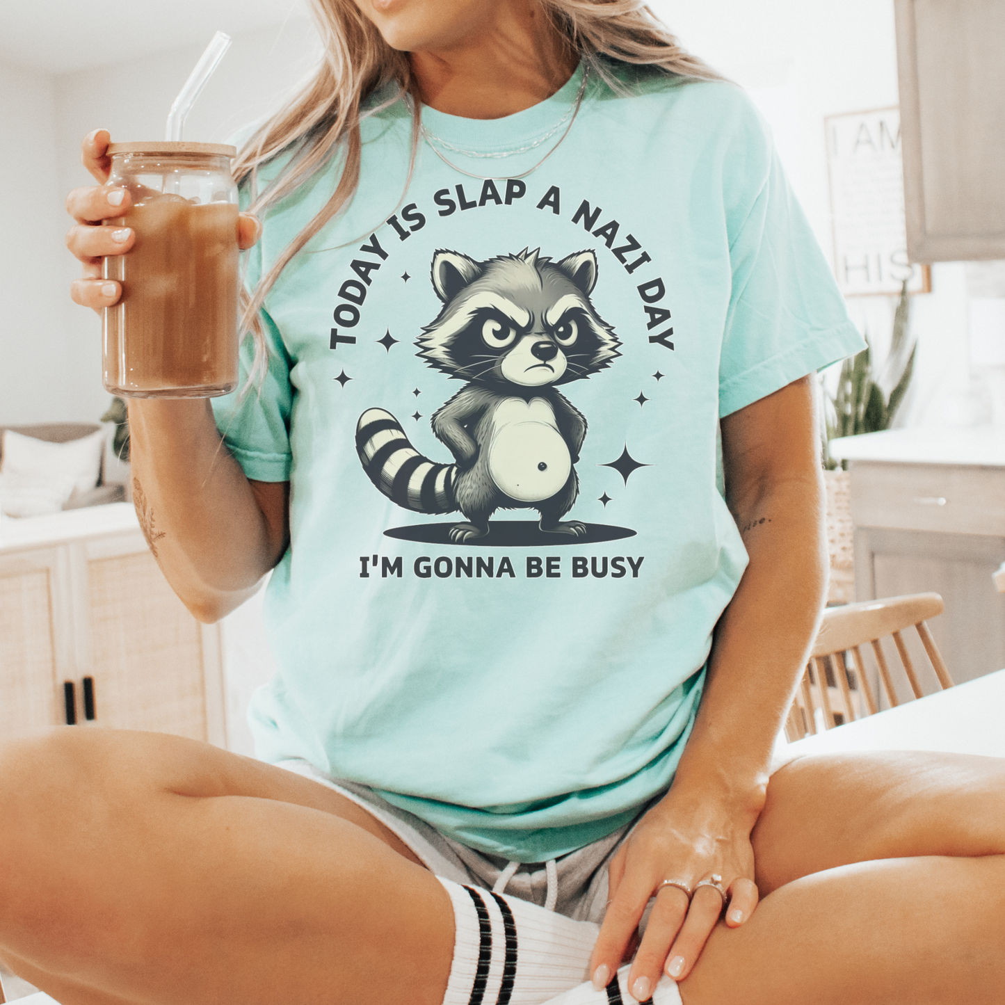 Today Is Slap A Nazi Day Raccoon Comfort Colors® Shirt Sweatshirt