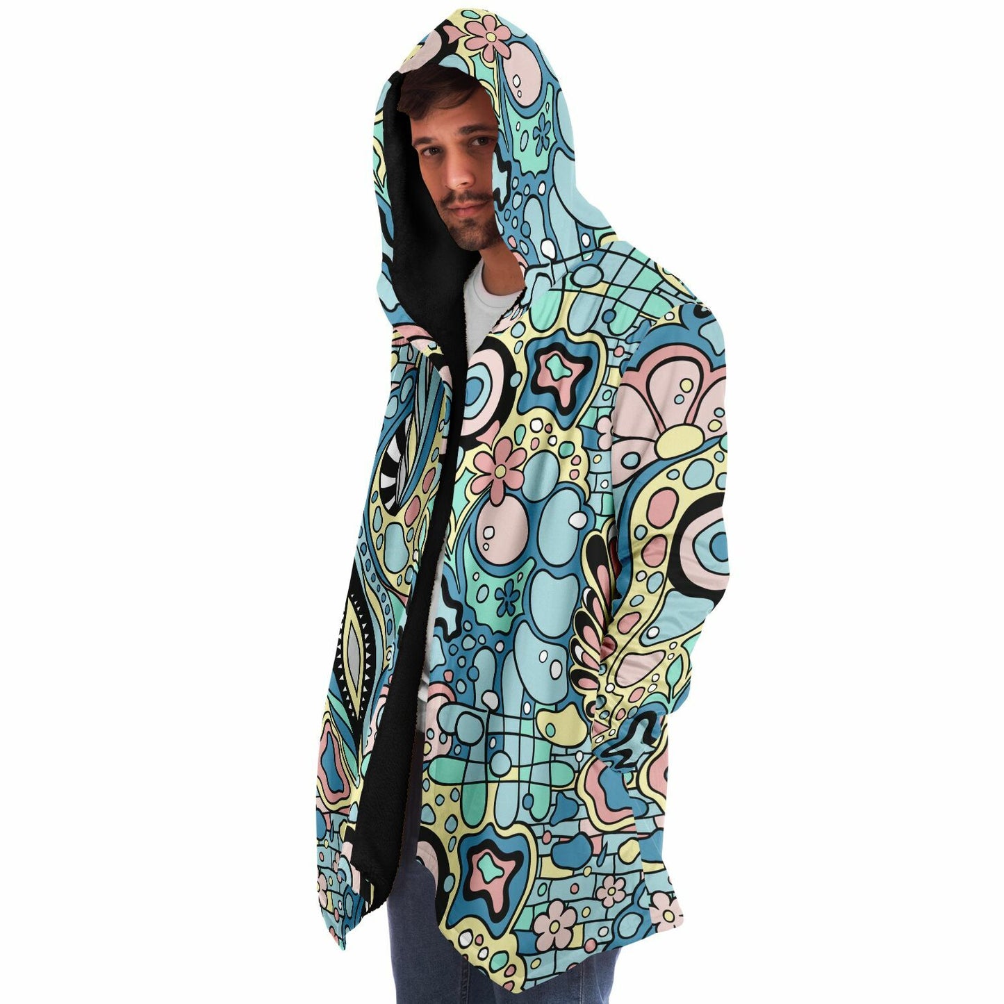 Magical Abstract Fleece Lined Hooded Cloak