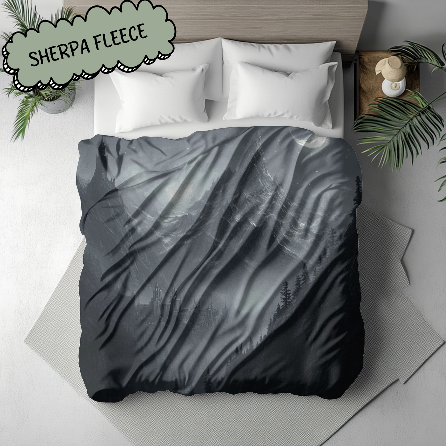 Fantasy Dark Night Fae Court Woven & Sherpa Fleece Blankets