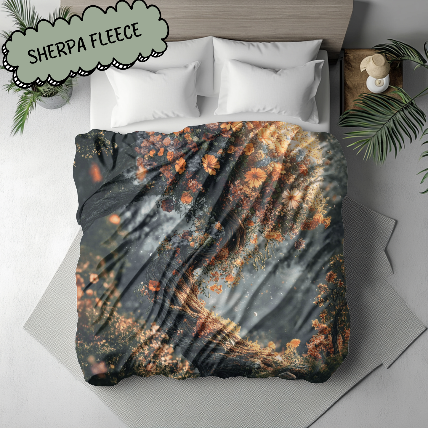 Fantasy Mystical Magical Walking Tree Woven & Sherpa Fleece Blankets