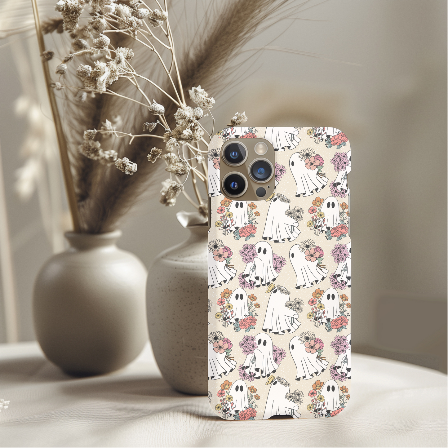 Beige Ghosties Floral Phone Case