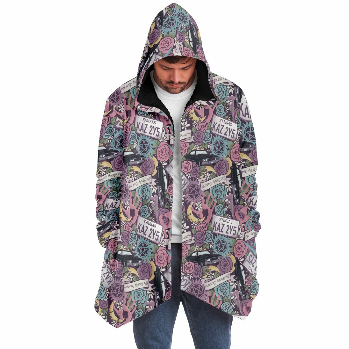 Winchester Brothers Supernatural Floral Fleece Lined Hooded Cloak