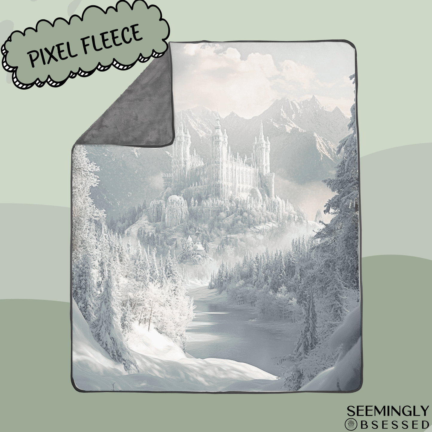 Fantasy Winter Snowy Fae Court Woven & Sherpa Fleece Blankets