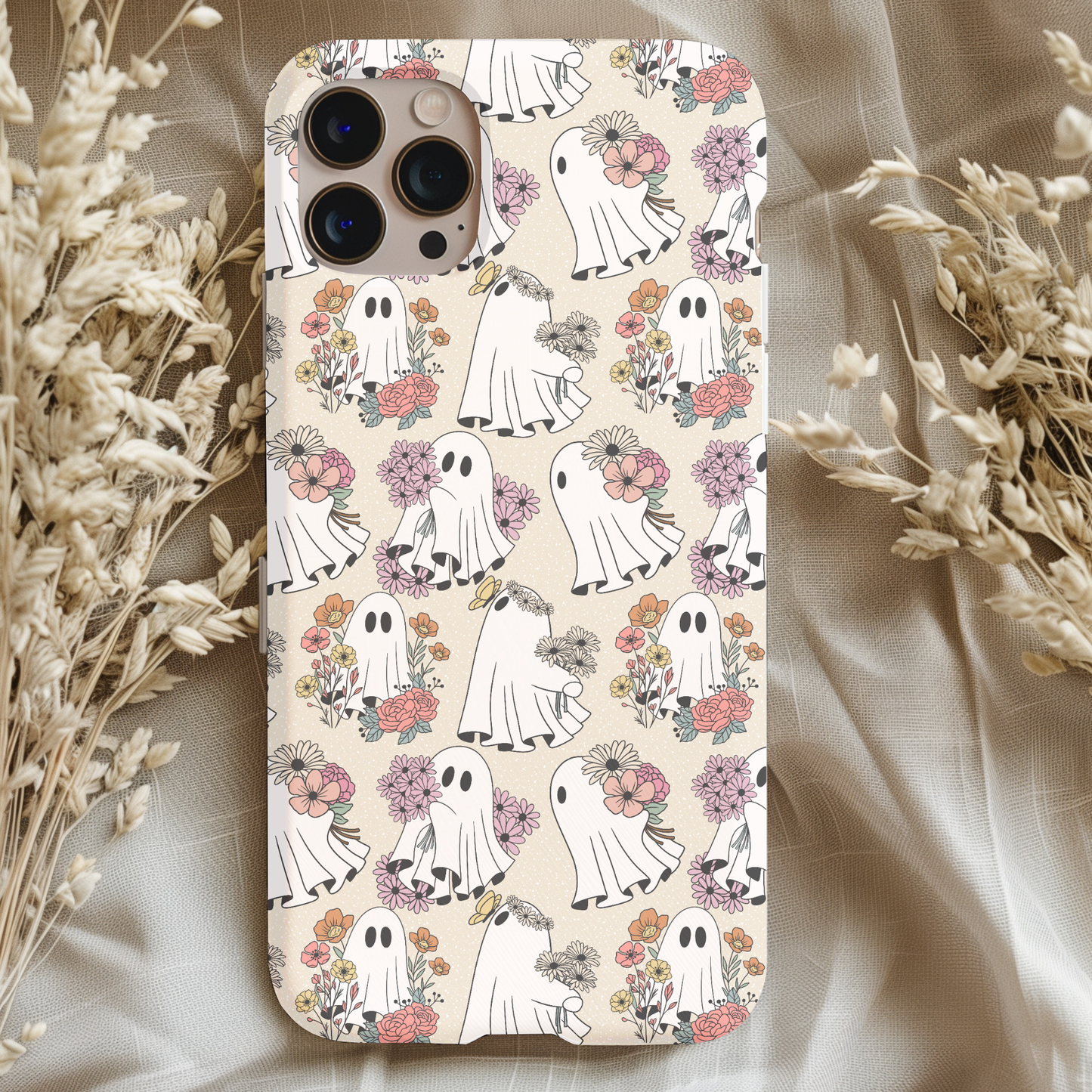 Beige Ghosties Floral Phone Case
