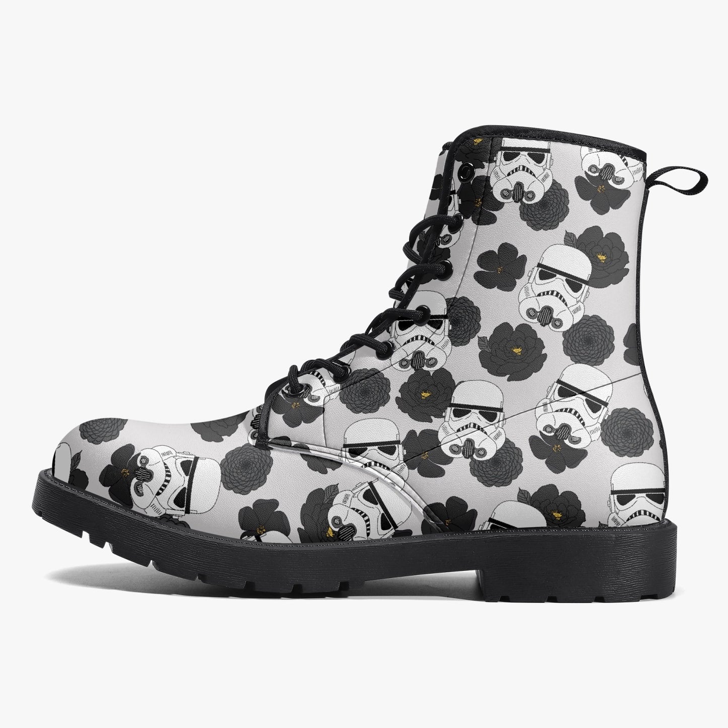 Storm Trooper Floral Leather Combat Boots