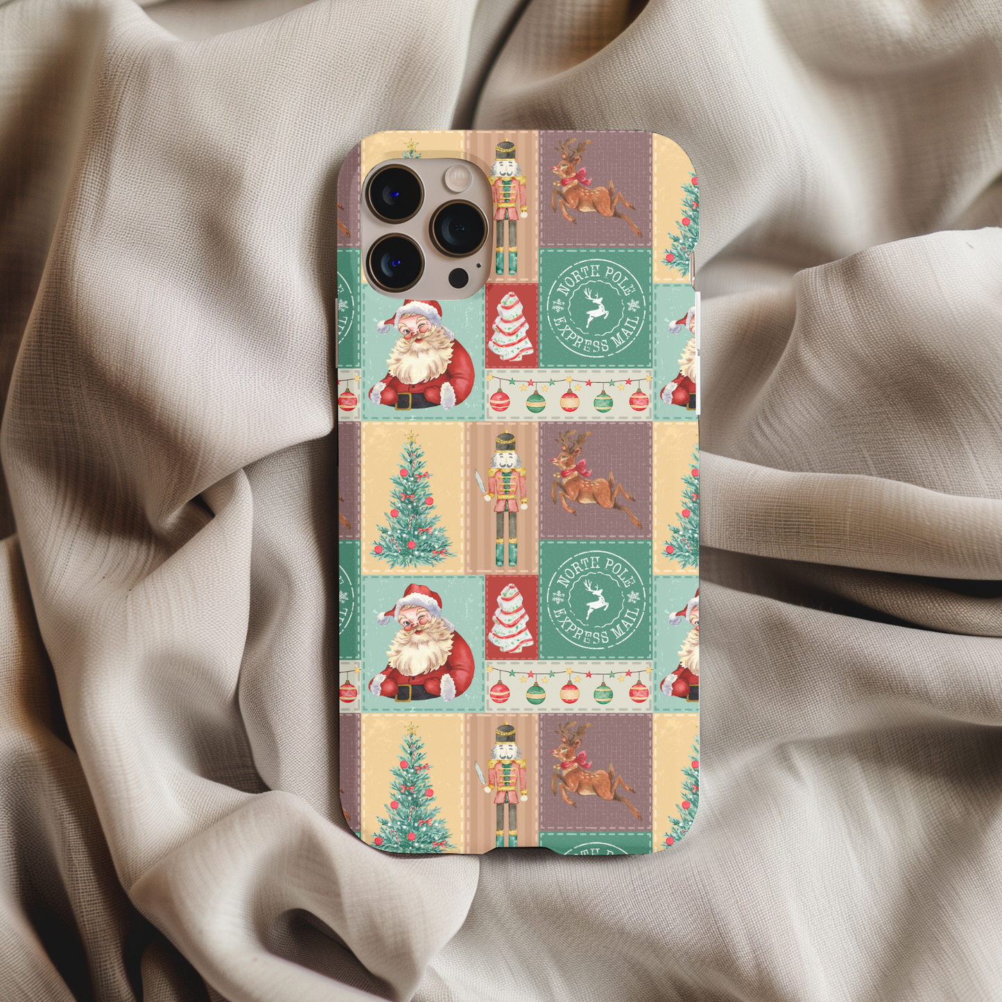 Vintage Christmas Patchwork Phone Case