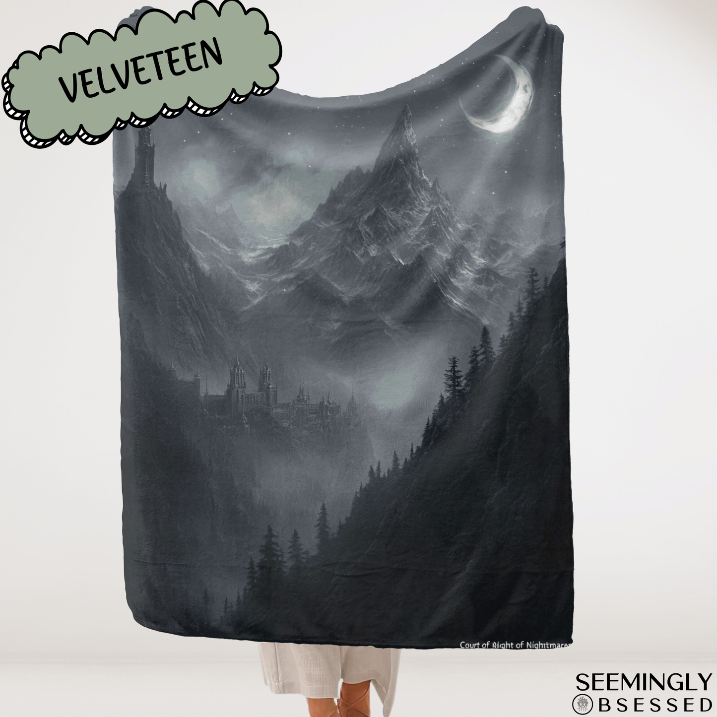 Fantasy Dark Night Fae Court Woven & Sherpa Fleece Blankets