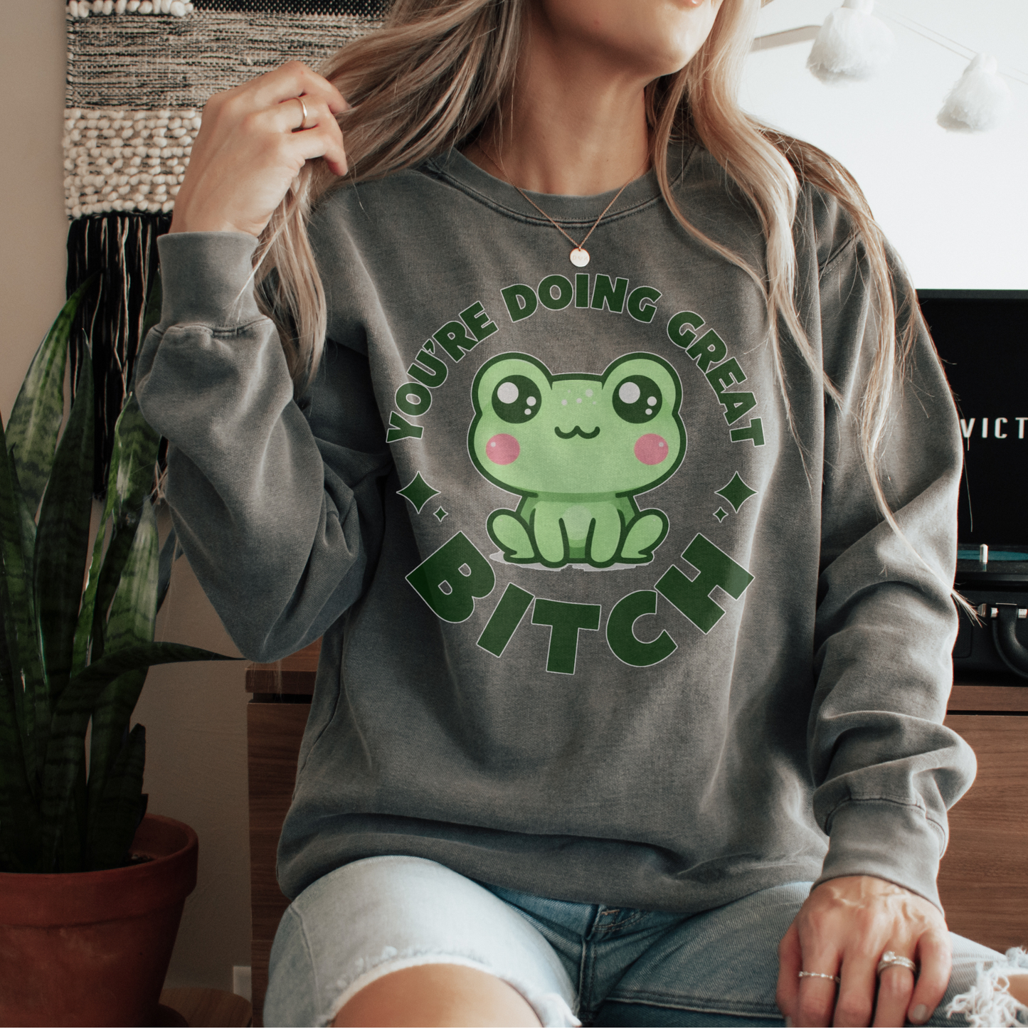 Cute Kawaii Frog You're Doing Great Comfort Colors® Shirt Sweatshirt