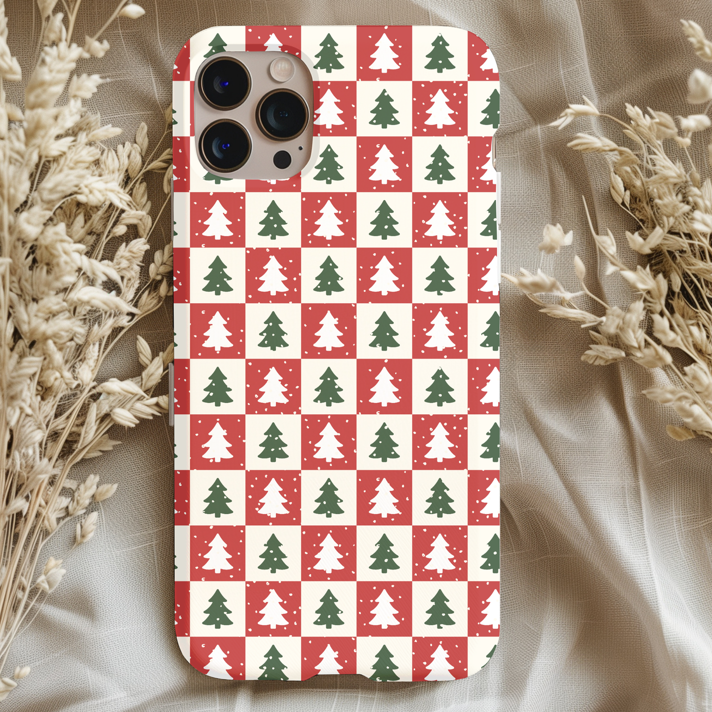 Christmas Tree Checkers Phone Case