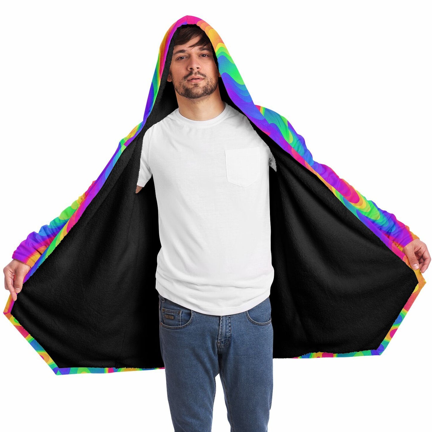 Psychedelic Blobs Fleece Lined Hooded Cloak