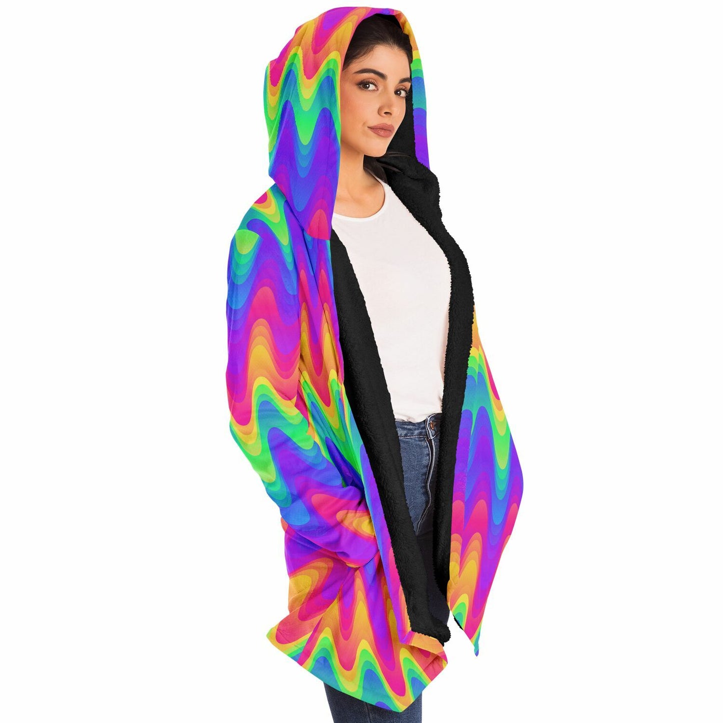 Psychedelic Blobs Fleece Lined Hooded Cloak