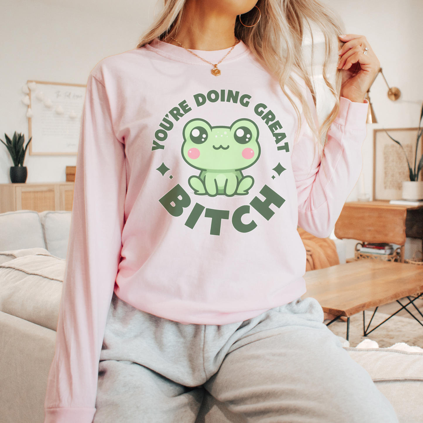 Cute Kawaii Frog You're Doing Great Comfort Colors® Shirt Sweatshirt