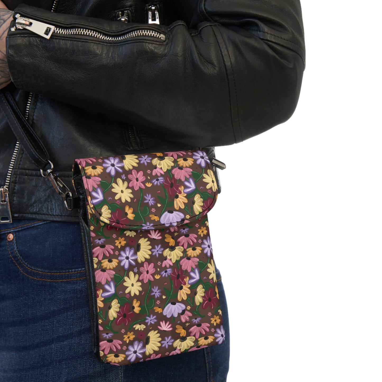 Acoustic Piano Swift Floral Cell Phone Wallet Bag