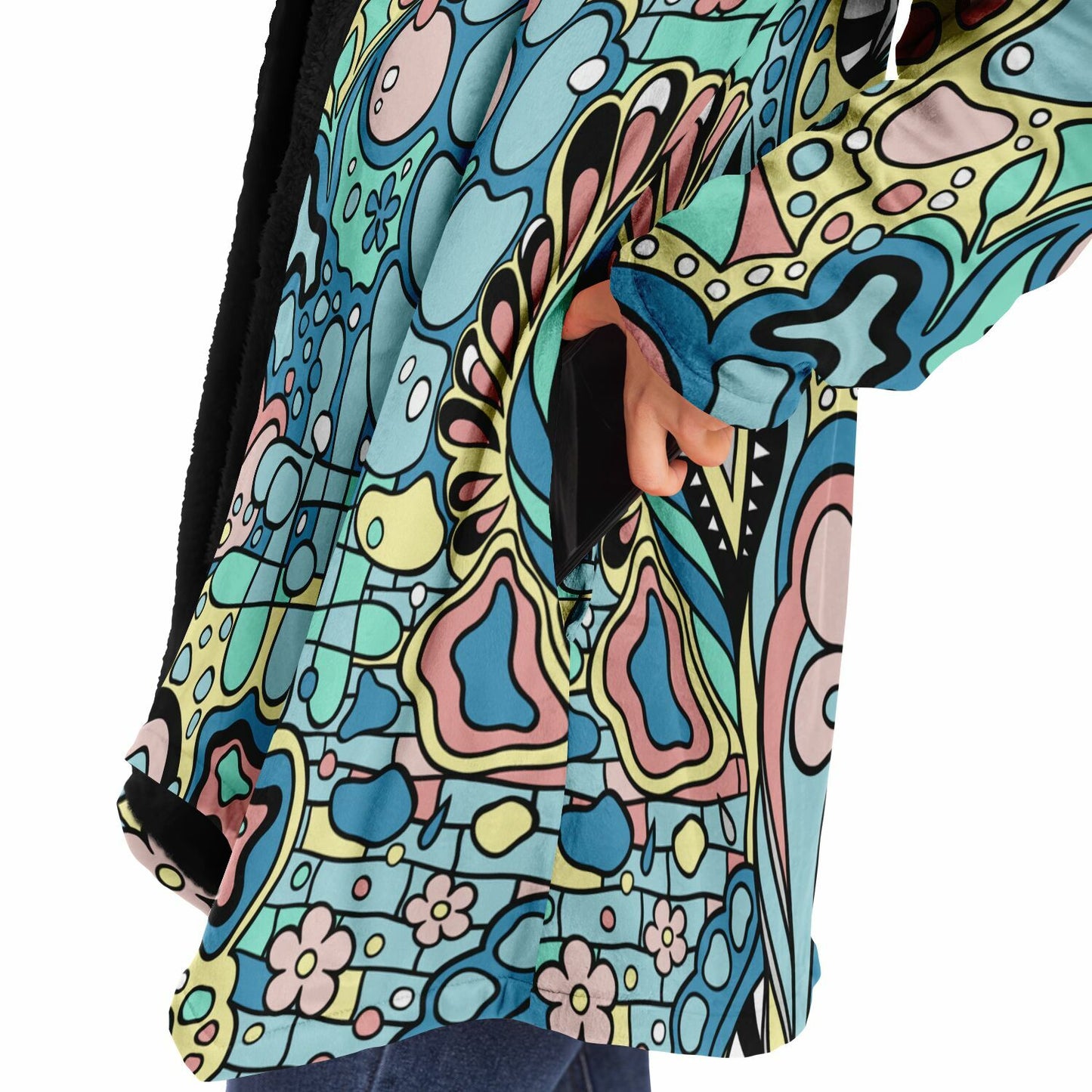 Magical Abstract Fleece Lined Hooded Cloak