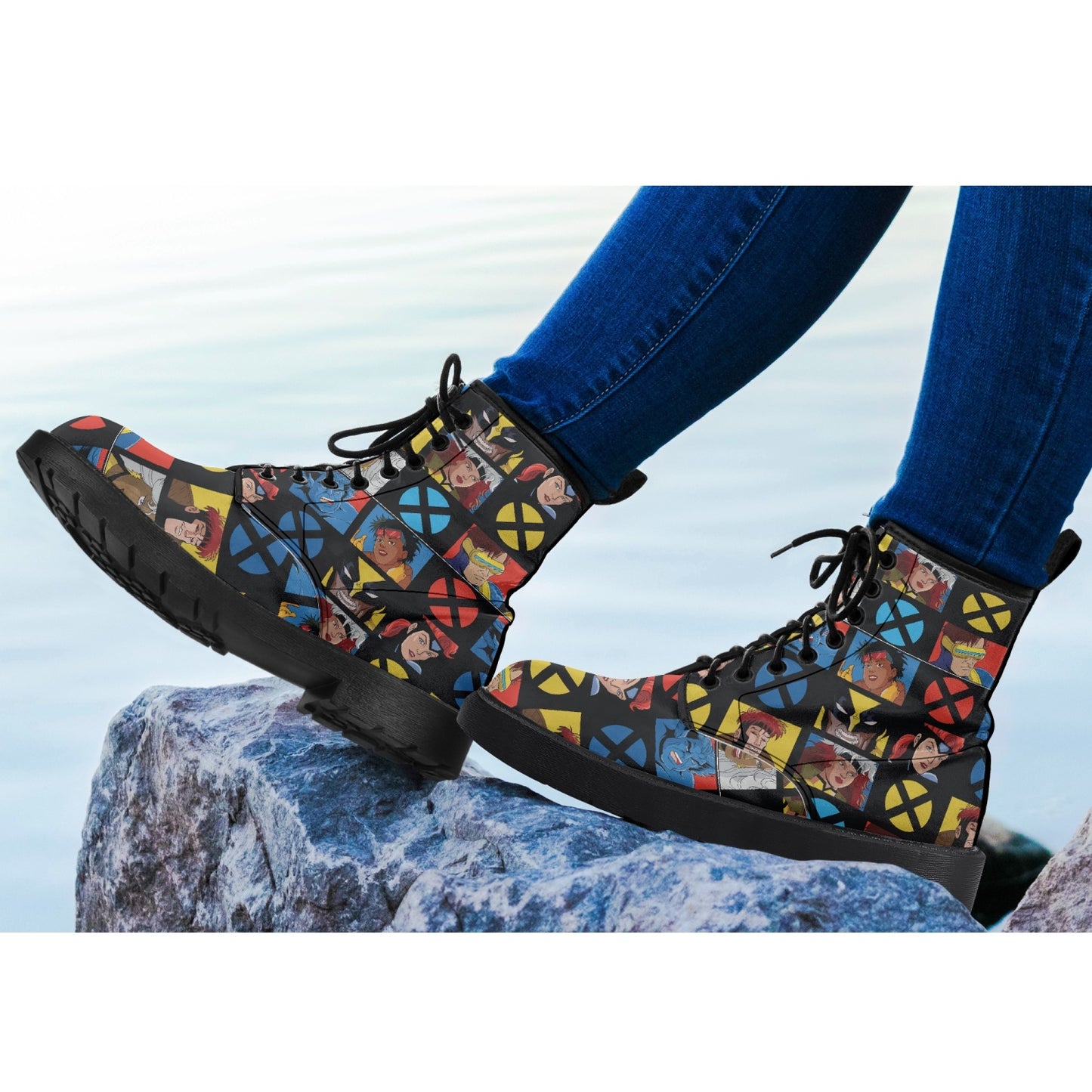XMen Cartoon Leather Combat Boots