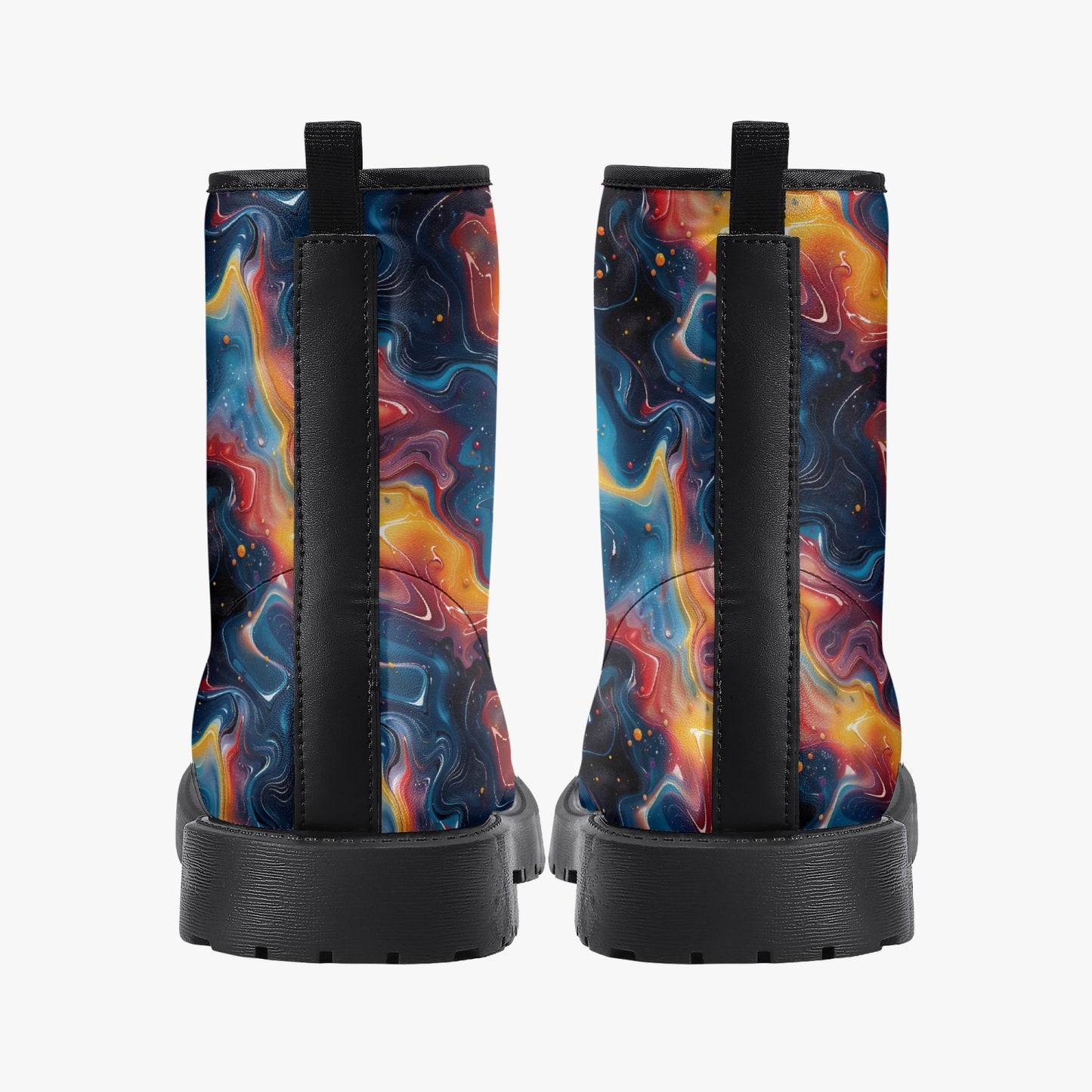 Celestial Color Burst Leather Combat Boots