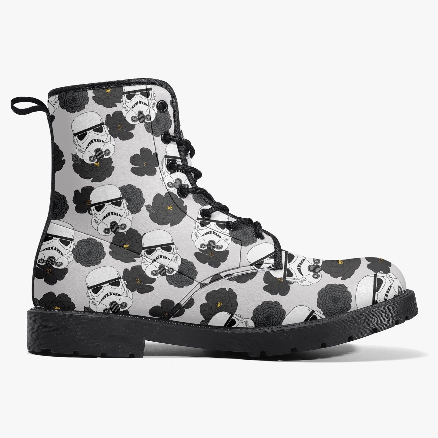 Storm Trooper Floral Leather Combat Boots