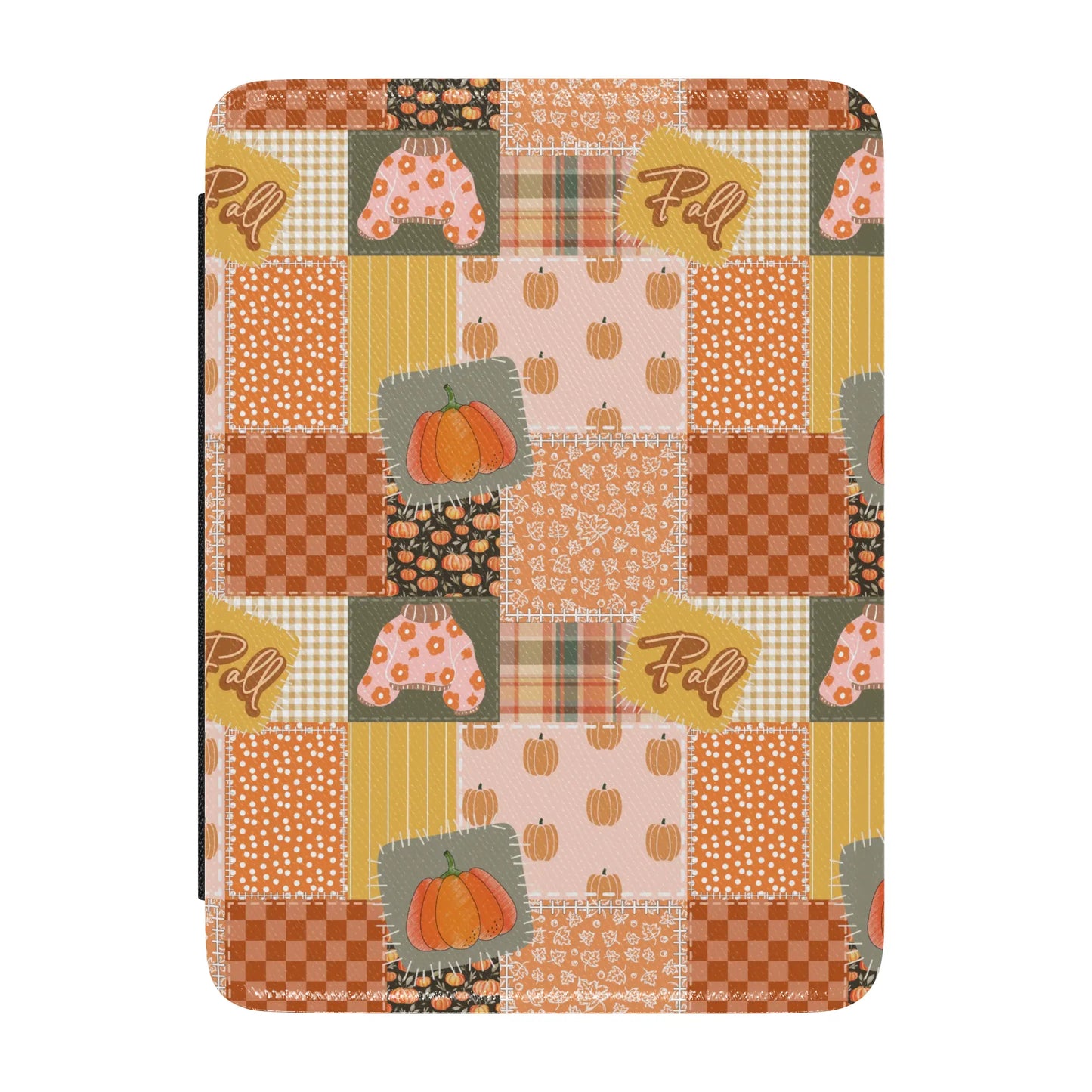 Autumn Fall Sweater Patchwork Leather Kindle Case with Hand Strap