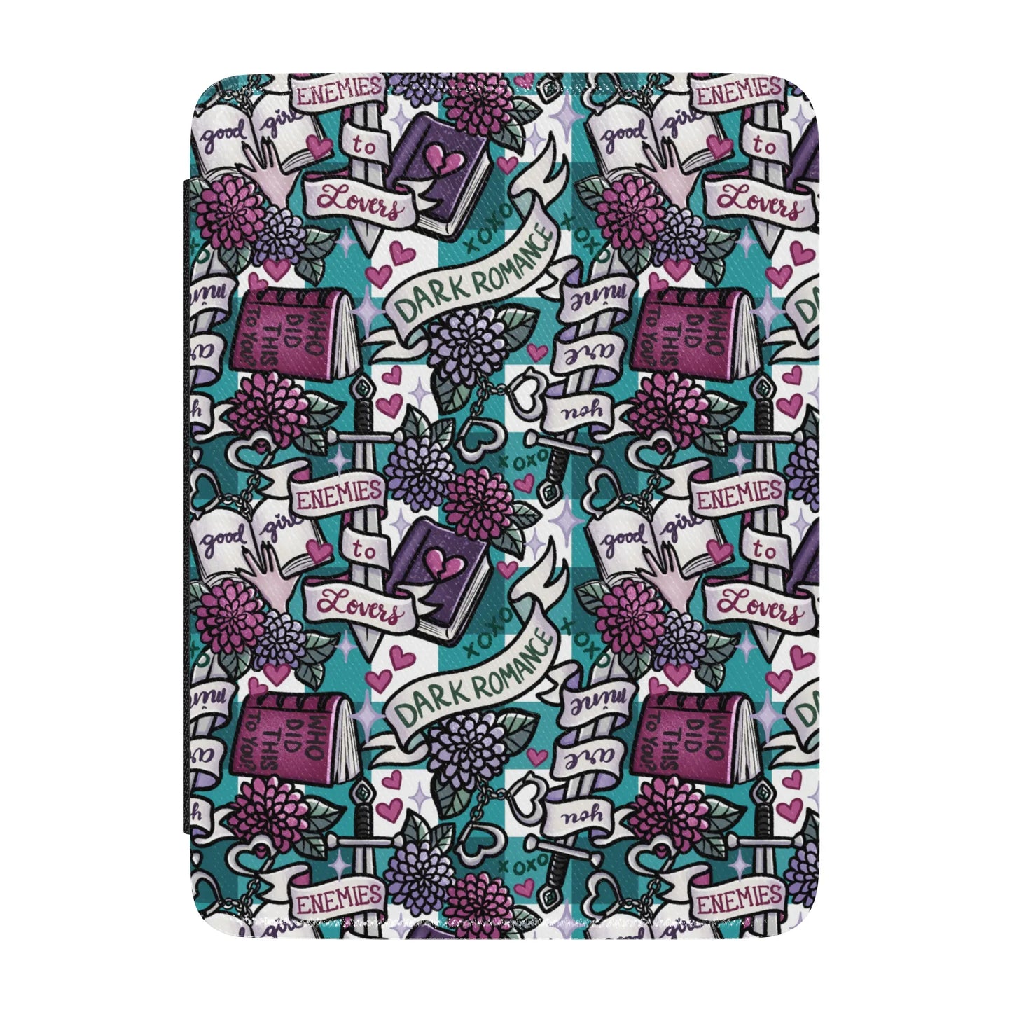 Bookish Dark Romance Leather Kindle Case with Hand Strap