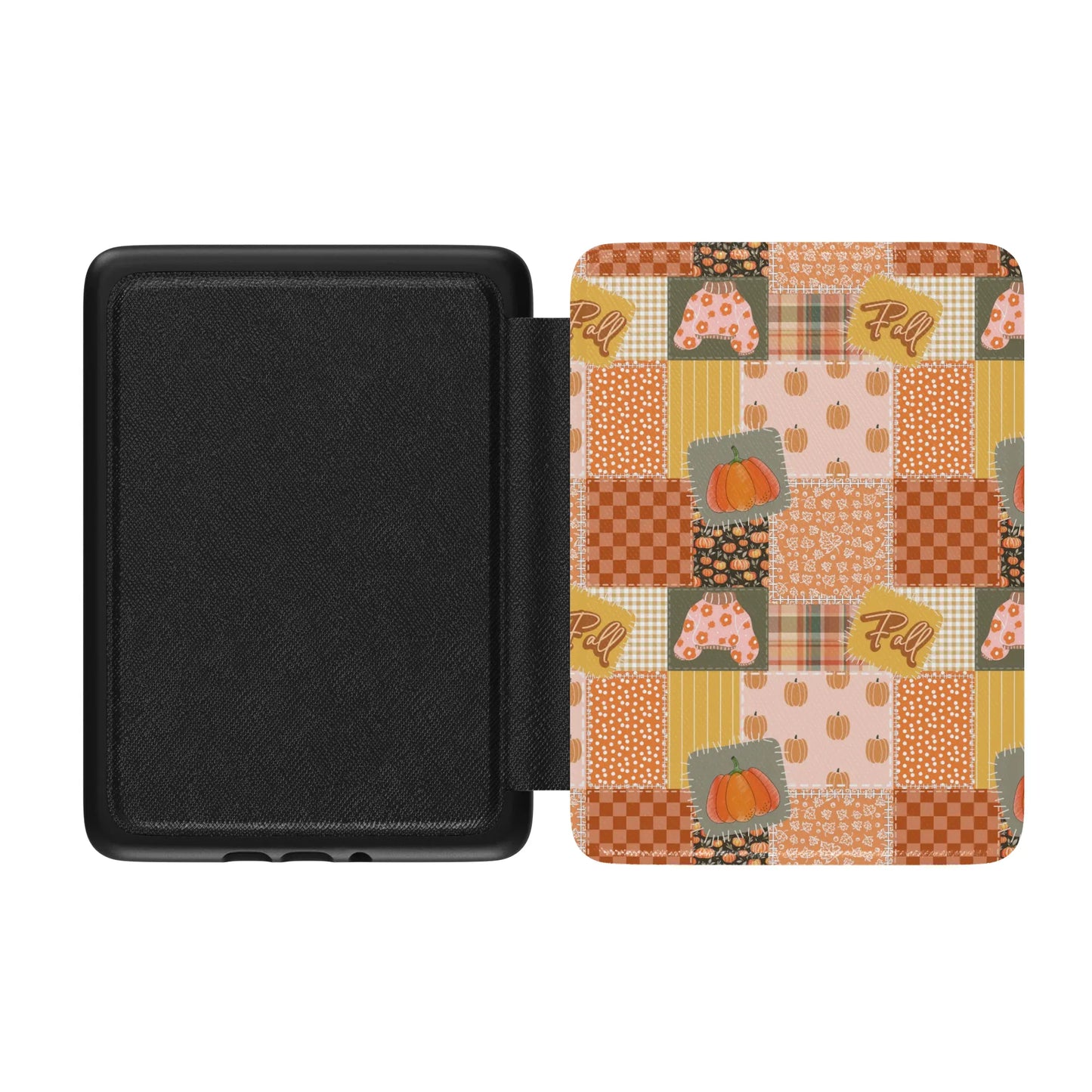 Autumn Fall Sweater Patchwork Leather Kindle Case with Hand Strap