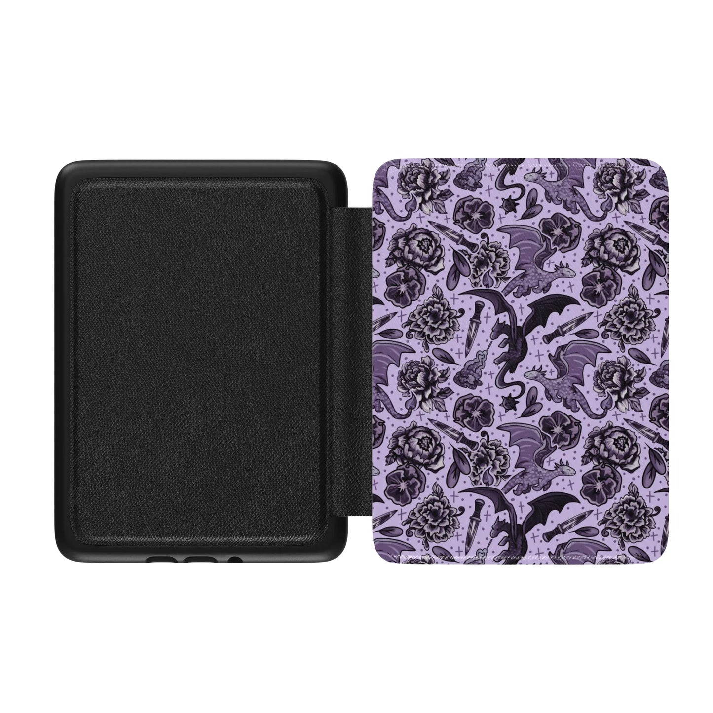 Dragon Floral Porcelain Leather Kindle Case with Hand Strap