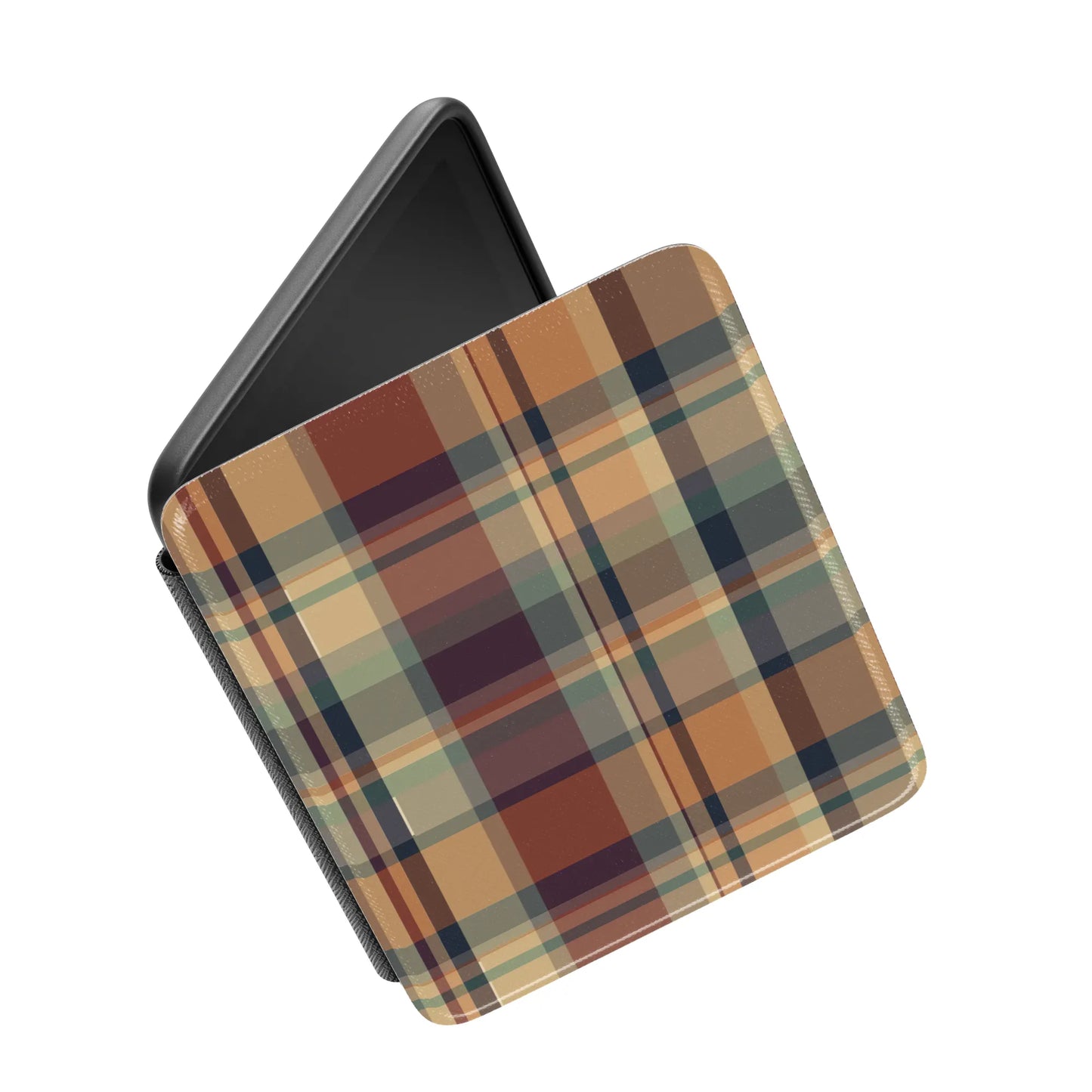 Autumn Fall Plaid Leather Kindle Case with Hand Strap