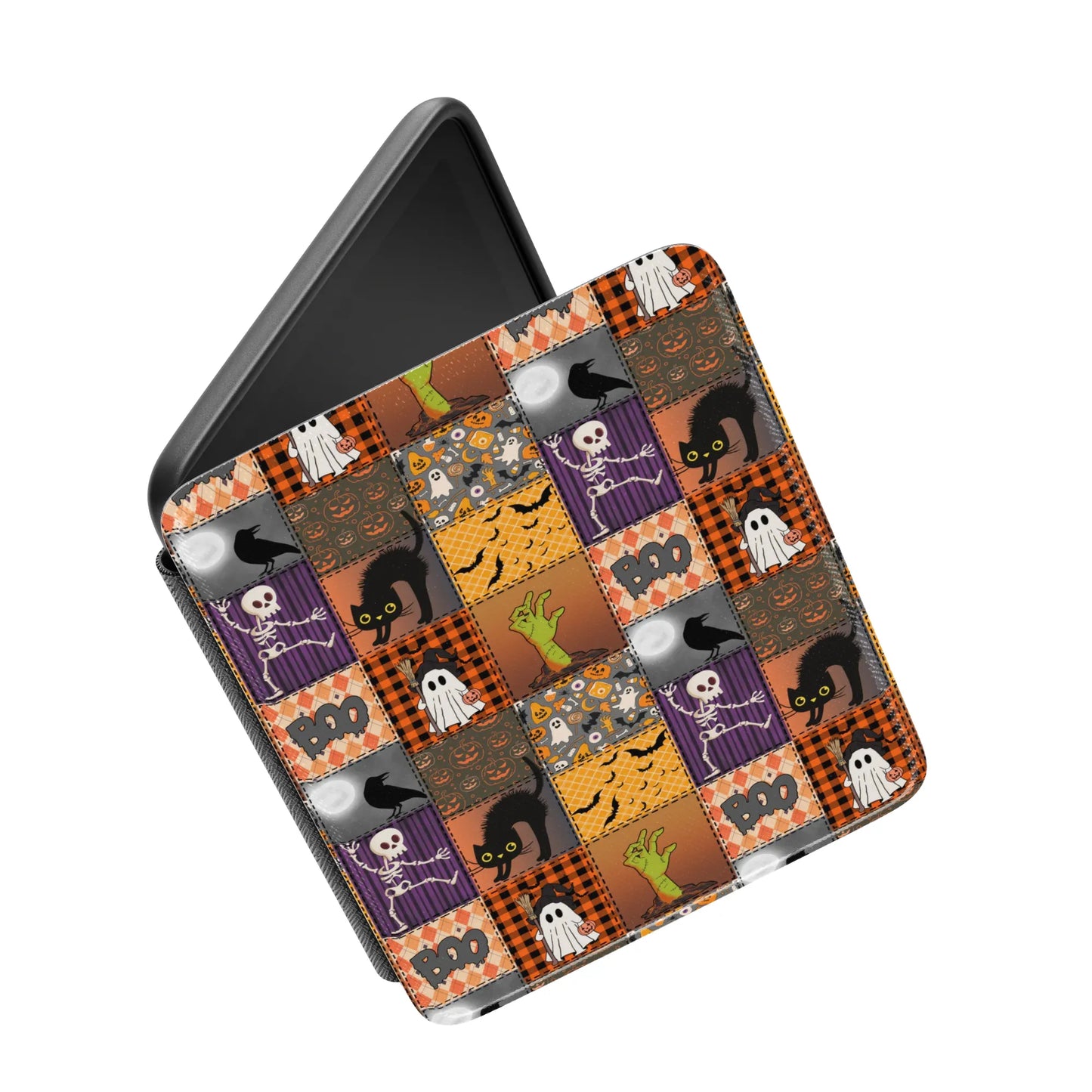 Halloween Patchwork Leather Kindle Case with Hand Strap