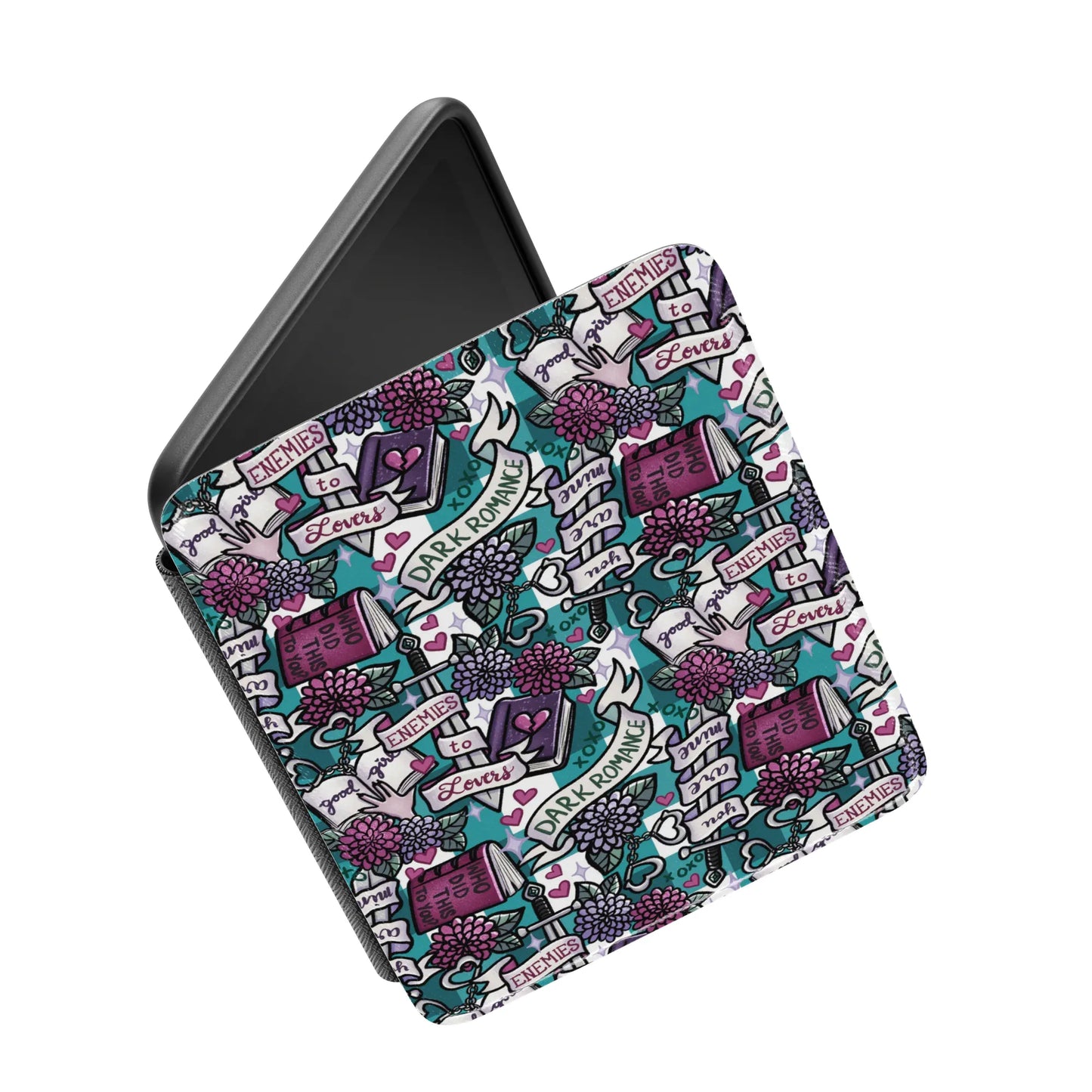 Bookish Dark Romance Leather Kindle Case with Hand Strap