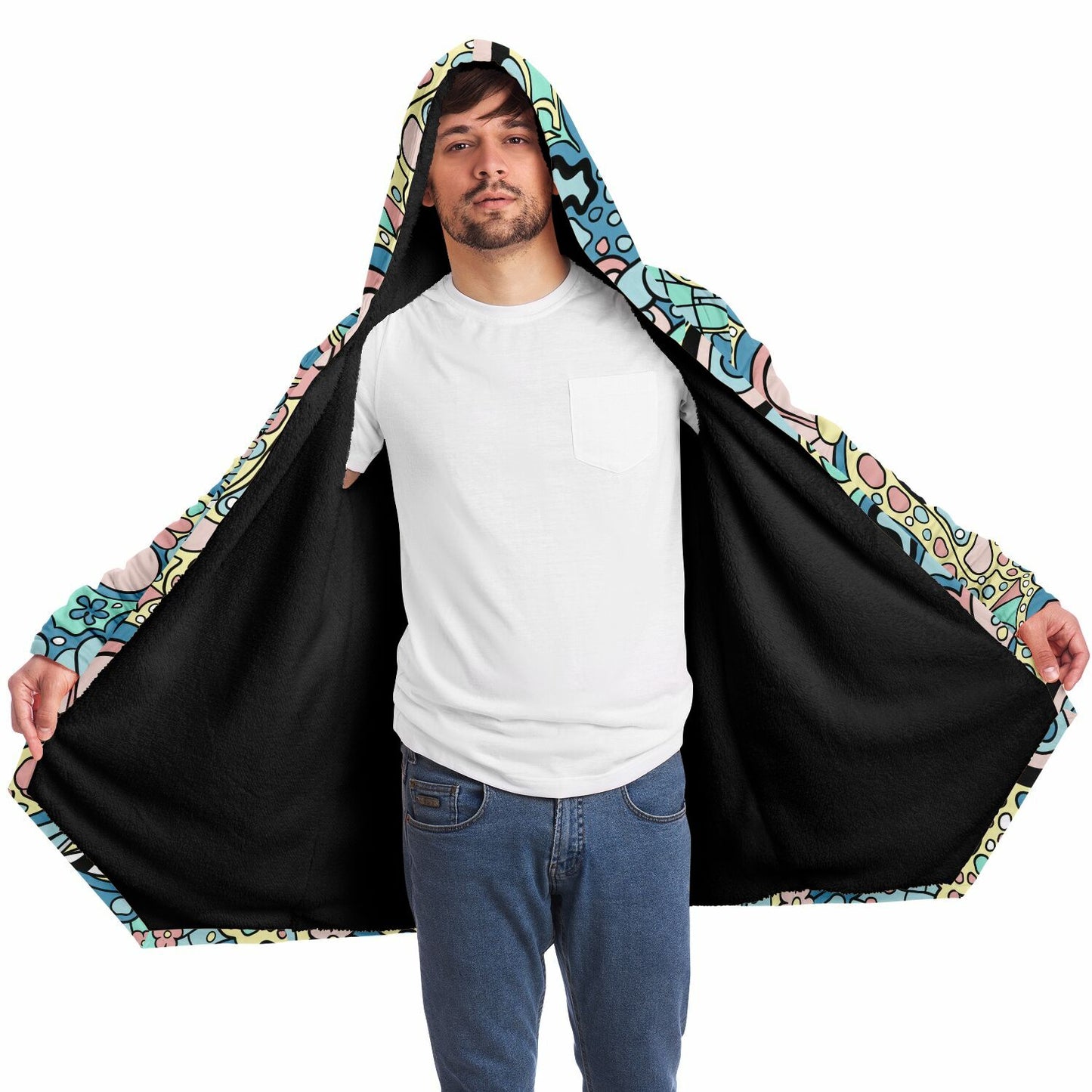 Magical Abstract Fleece Lined Hooded Cloak