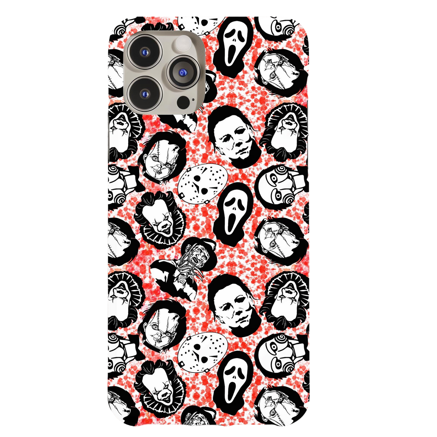 a phone case with a pattern of faces on it