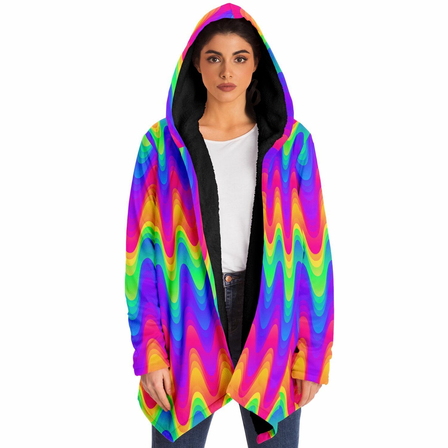 Psychedelic Blobs Fleece Lined Hooded Cloak