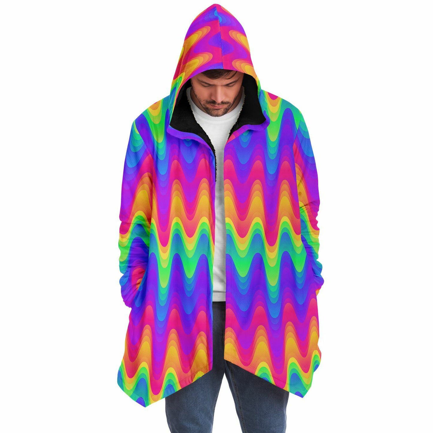 Psychedelic Blobs Fleece Lined Hooded Cloak